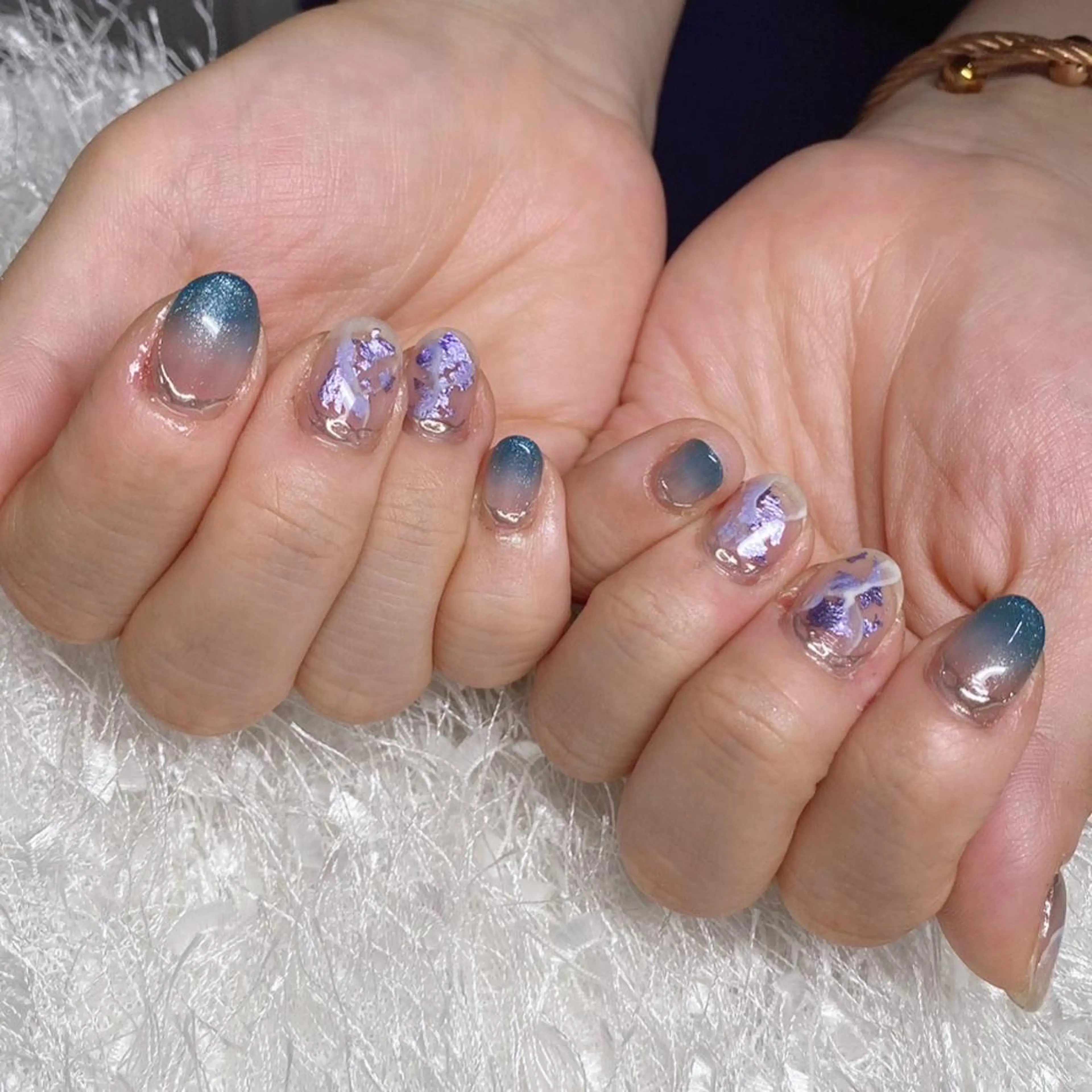 ネイル 長さ出し ジェルネイル グラデーション 韓国ネイル マグネットネイル ハンドネイル Nail&eye Belire 新宿のネイルデザイン