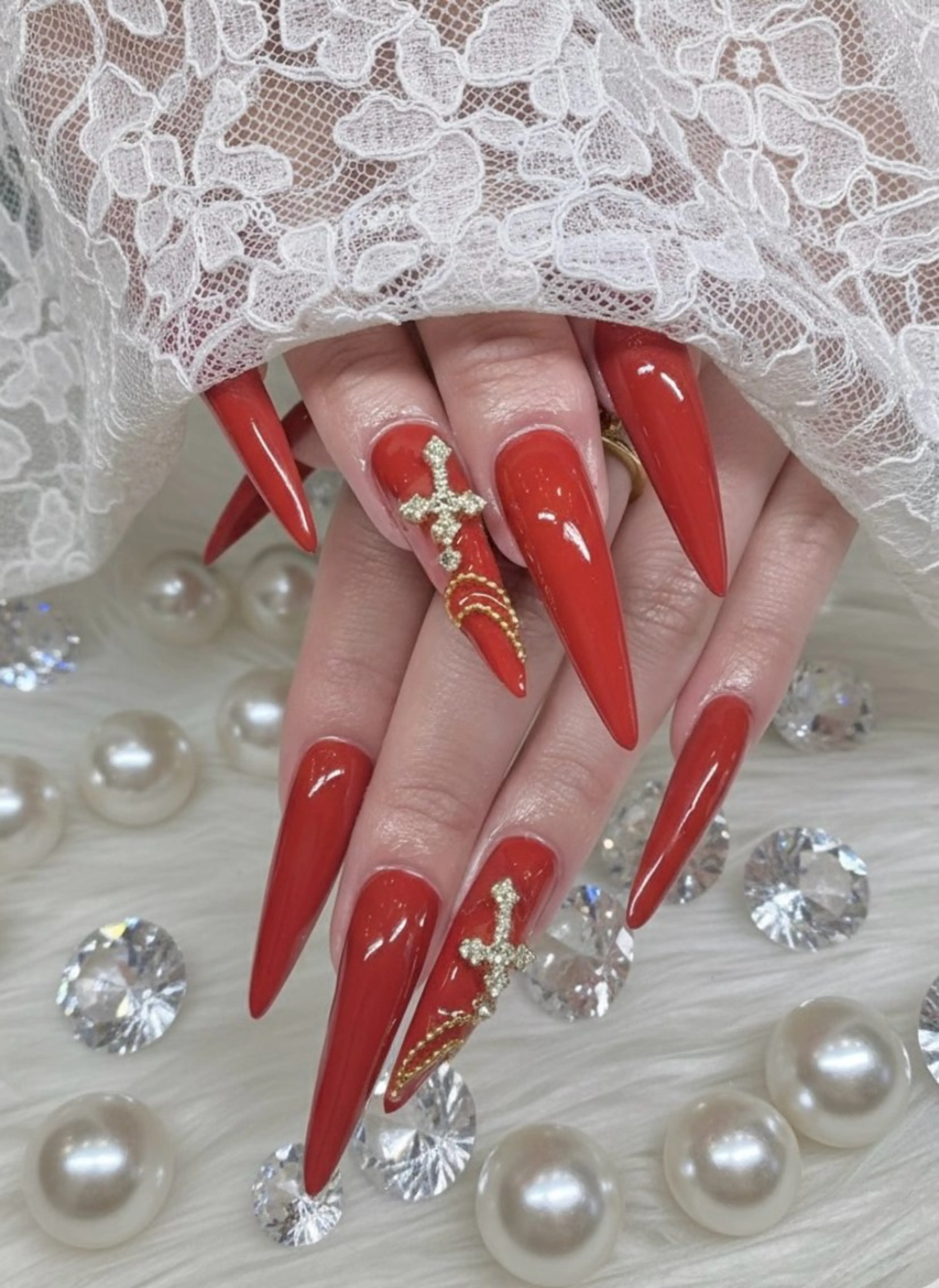 ネイル 赤色 ハンドネイル TUNEHA堂 矢場町栄5丁目のネイルデザイン