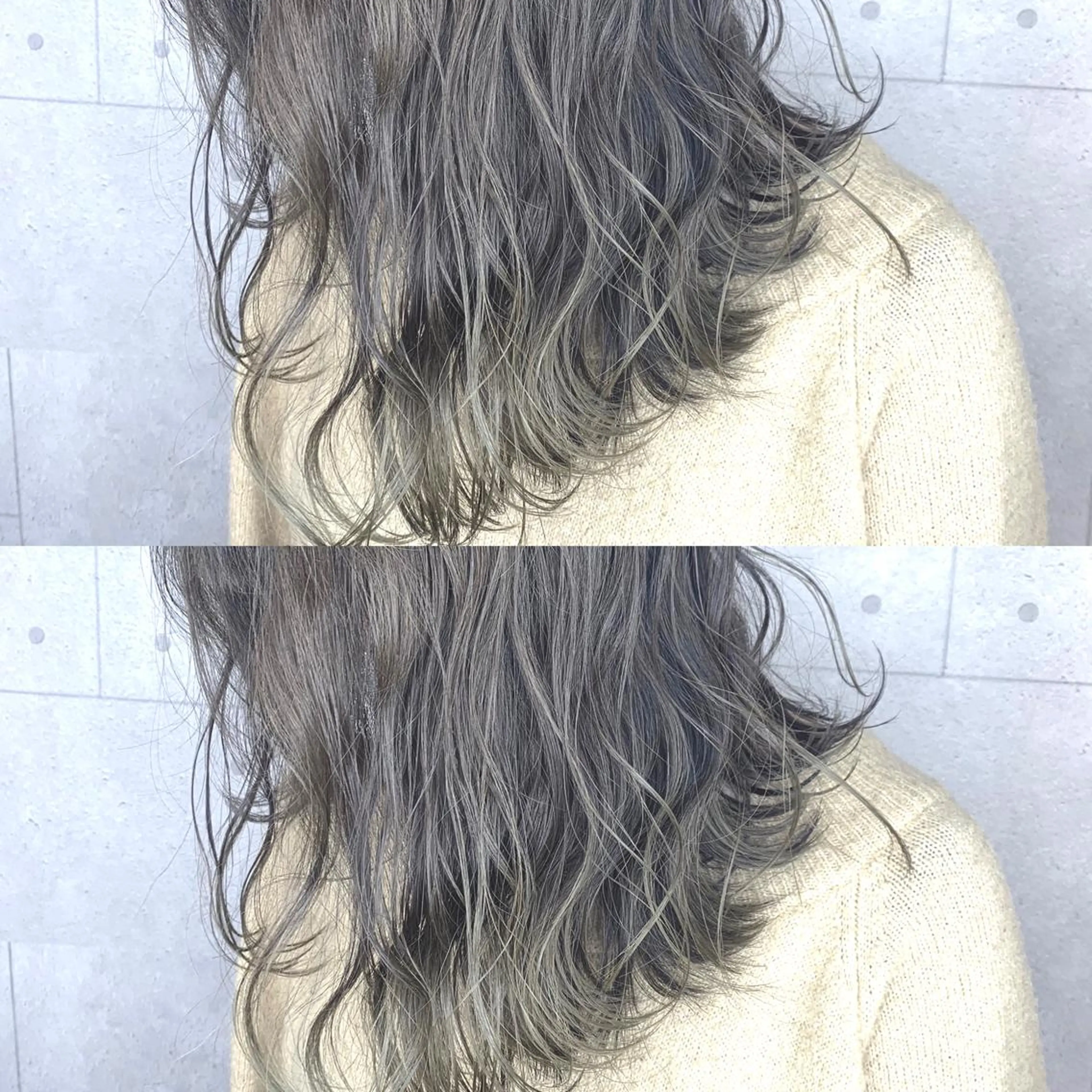 ミディアム カラー 韓国レイヤーカット/ ダブルカラーのヘアスタイル