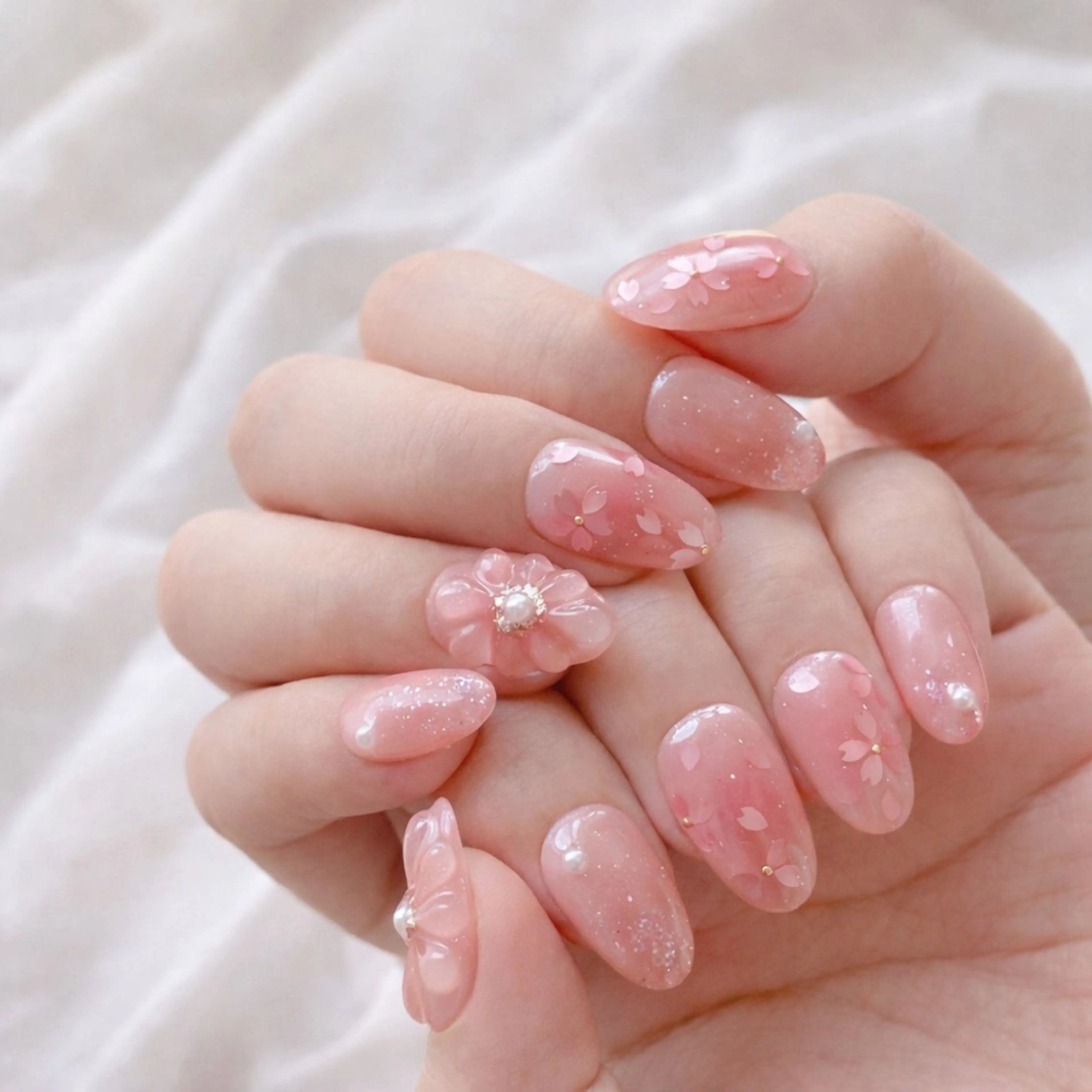 🌸春限定🌸人気No.1✨桜ちゅるんフラワーネイル💅💕韓国風ちゅるんネイル🌸オフ込みの写真