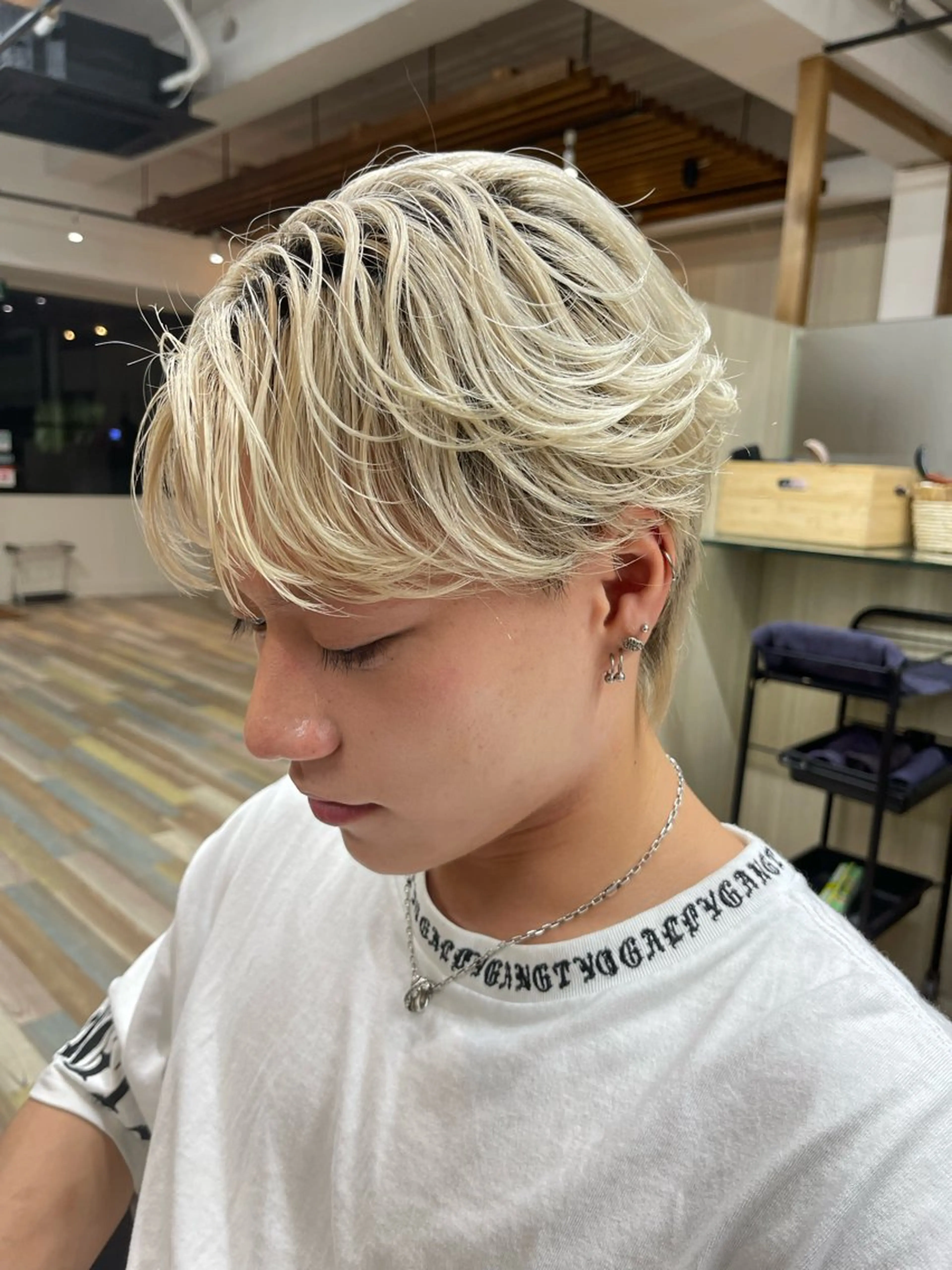 ショート カラー メンズ 野田頭 心🌿/ボブ レイヤー/艶カラーのヘアスタイル