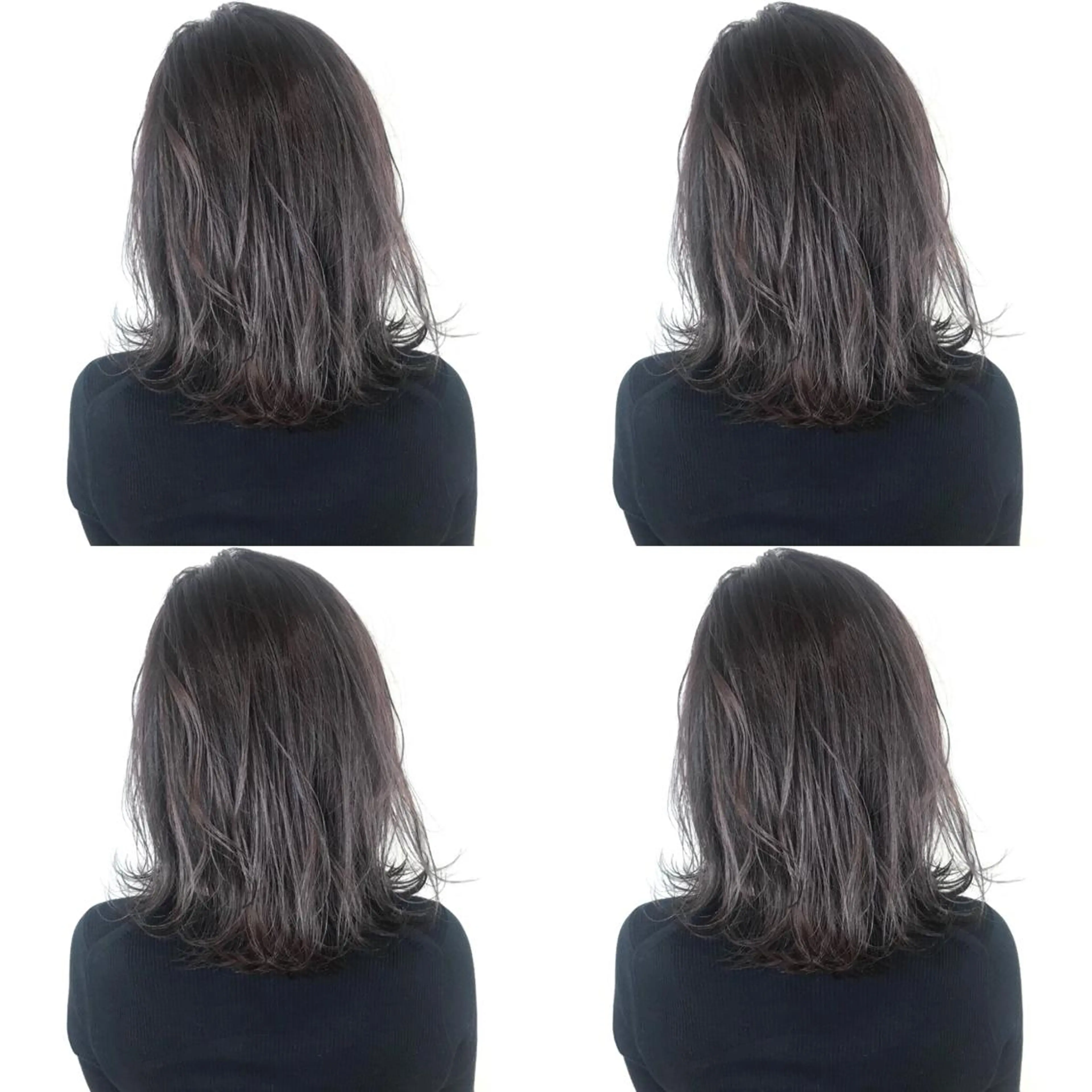 ミディアム カラー ダークグレー ダークグレージュ グレージュ 韓国レイヤーカット/ ダブルカラーのヘアスタイル