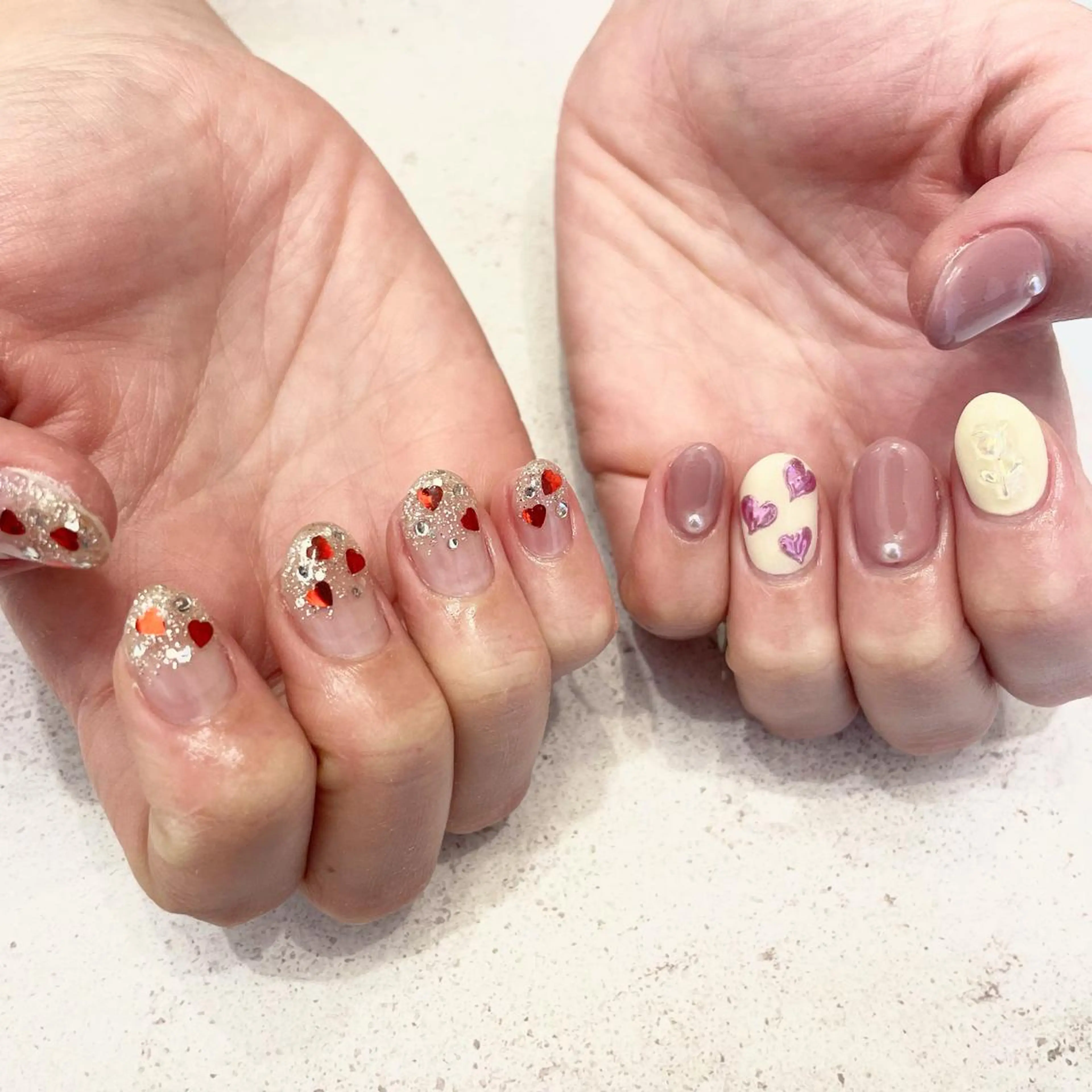 ネイル バレンタイン ハンドネイル Sea  nail by emaのネイルデザイン