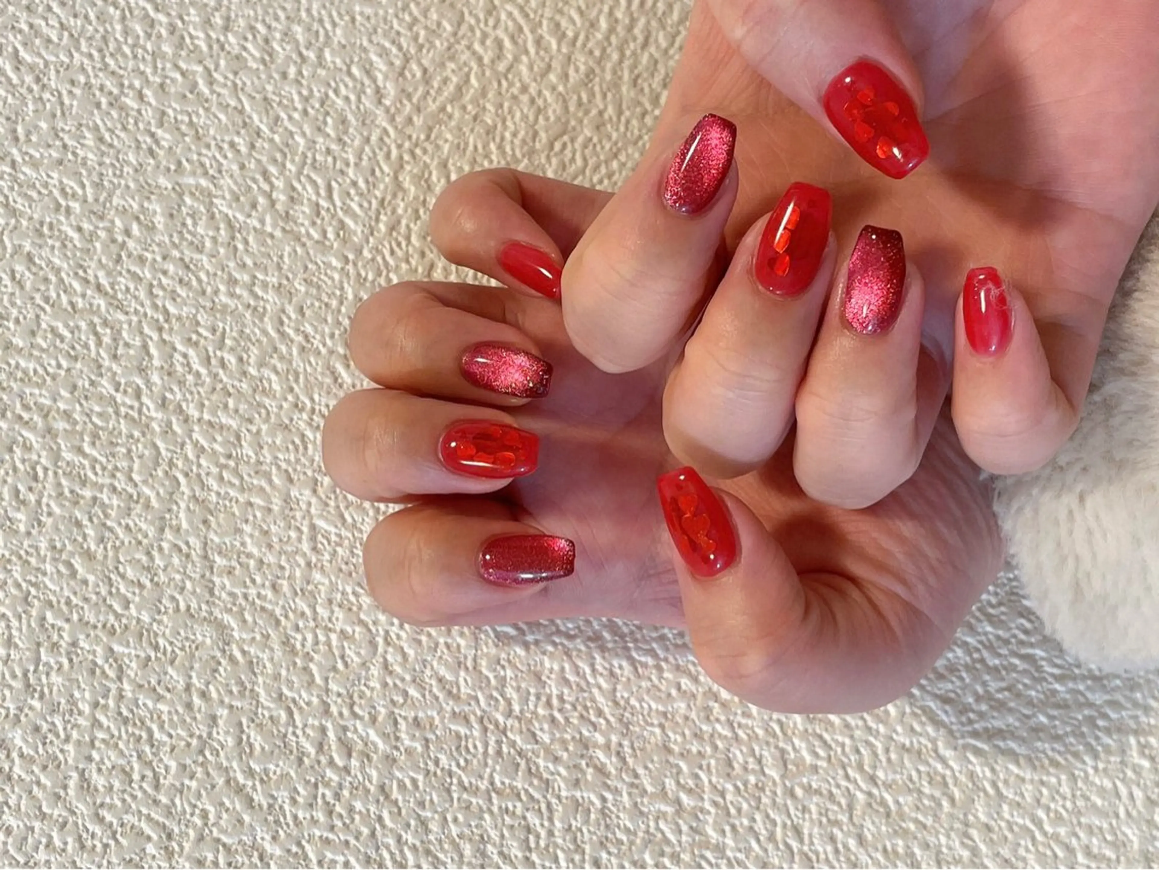 ネイル ジェルネイル ハート マグネットネイル パラジェル バレンタイン kiki nail 二子玉川のネイルデザイン