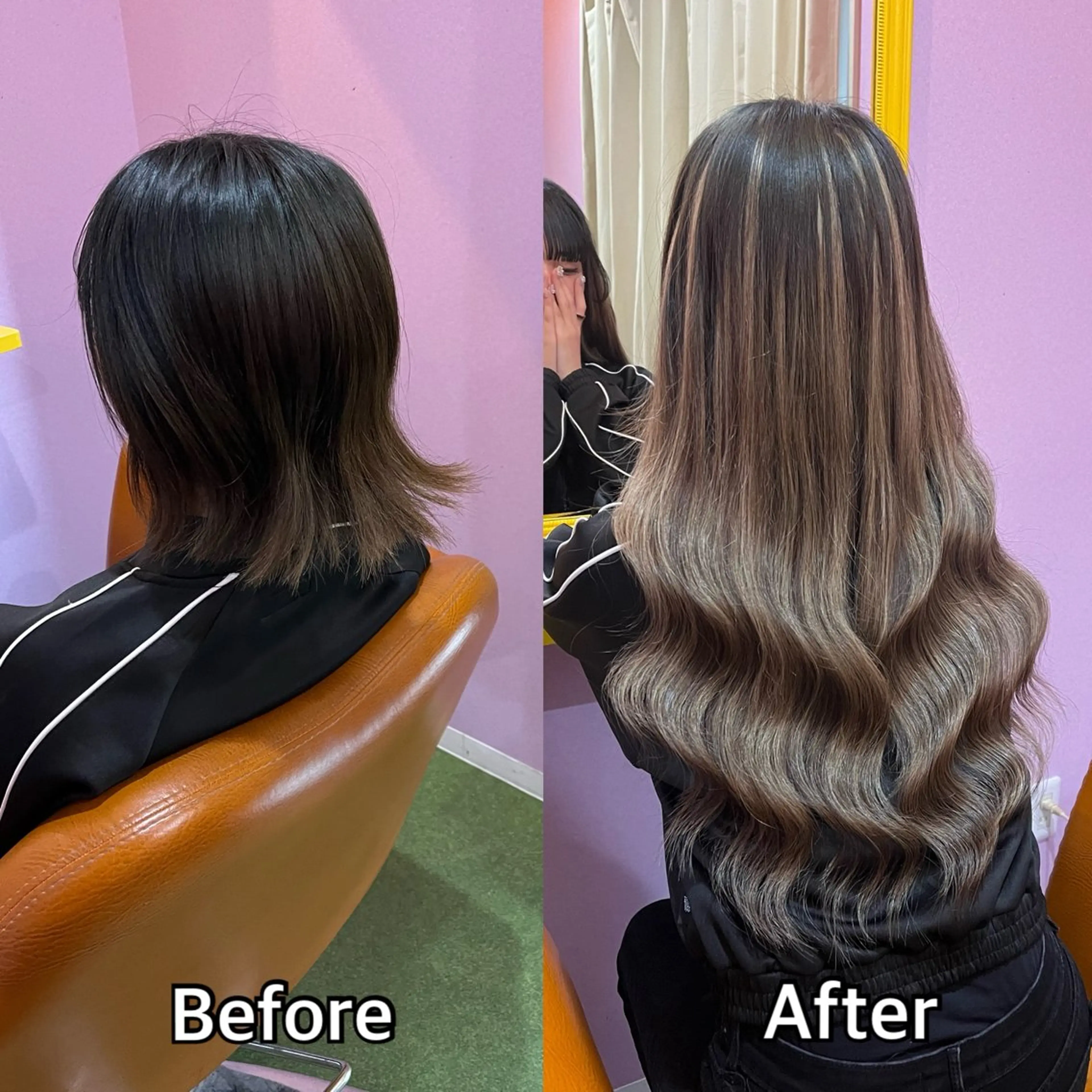 ロング エクステ シール＋ちび編み込み エクステ梅田🐨のヘアスタイル