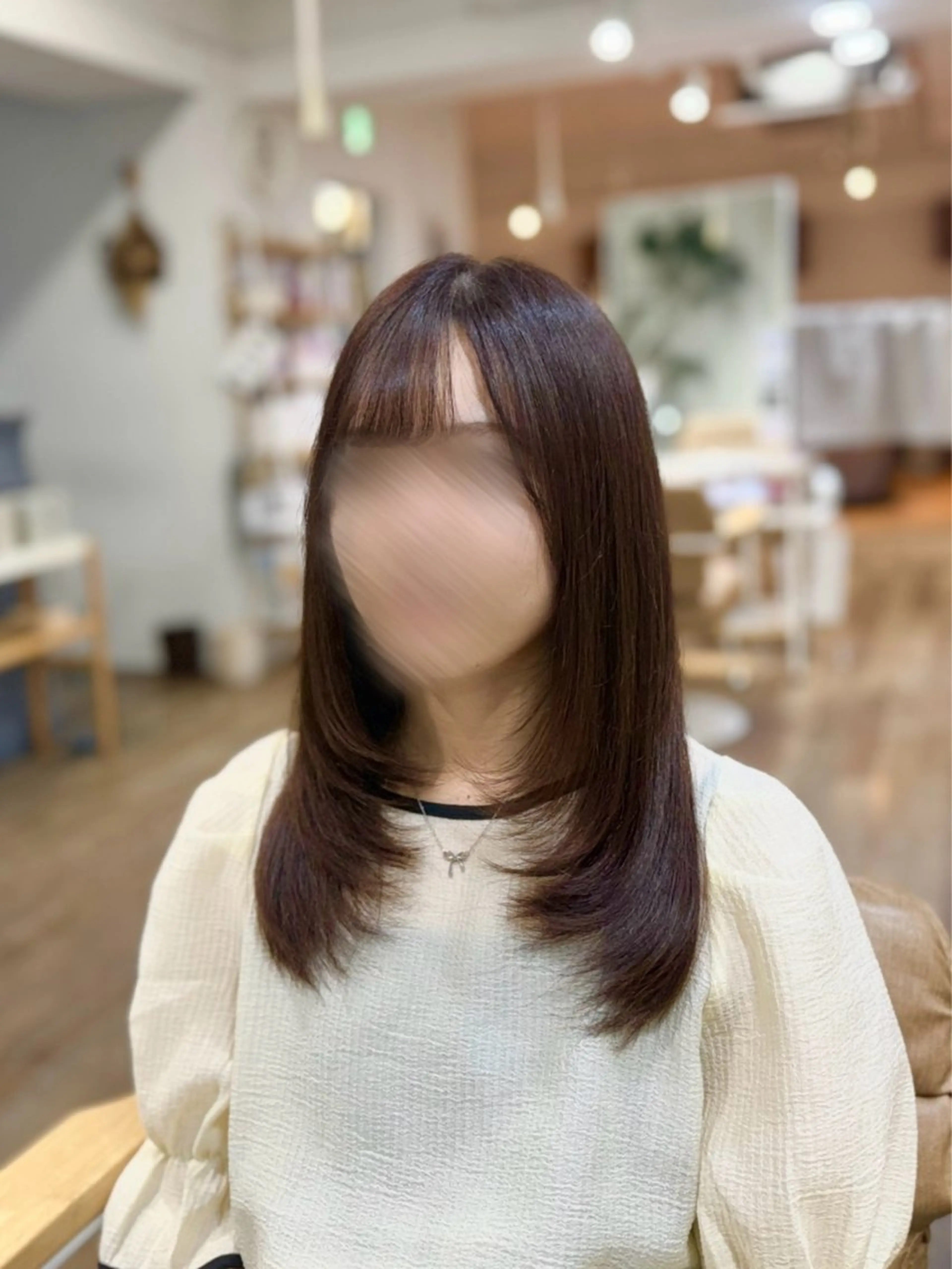セミロング 顔周りカット レイヤーカット カット トリートメント ピンク・ラベンダー/ レイヤー/NANAのヘアスタイル