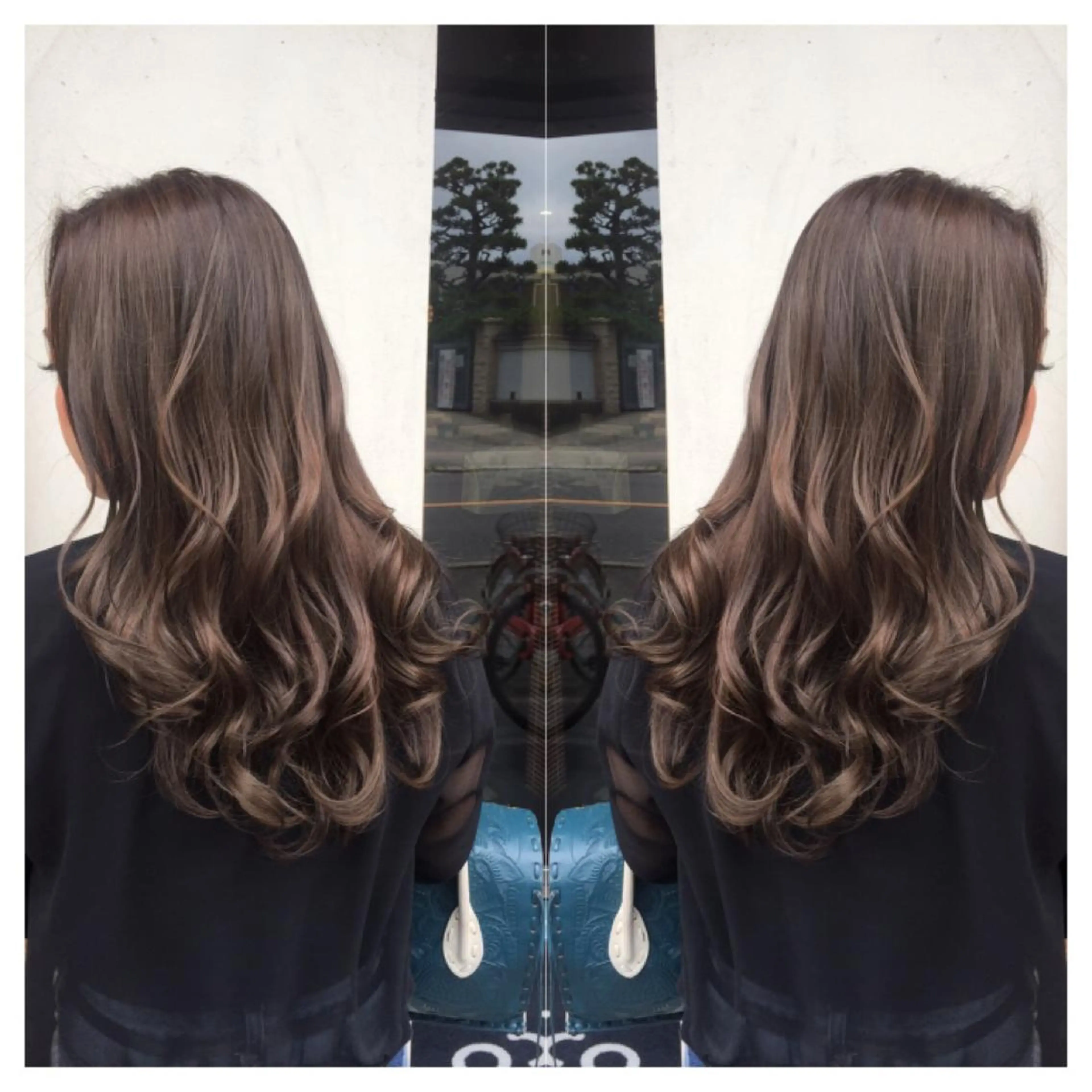 セミロング カラー ダブルカラー グレージュ ハイライトカラー ハイライト カット ヘアカラー トリートメント 髪質改善/痛ませ ないカラー/西村航大のヘアスタイル