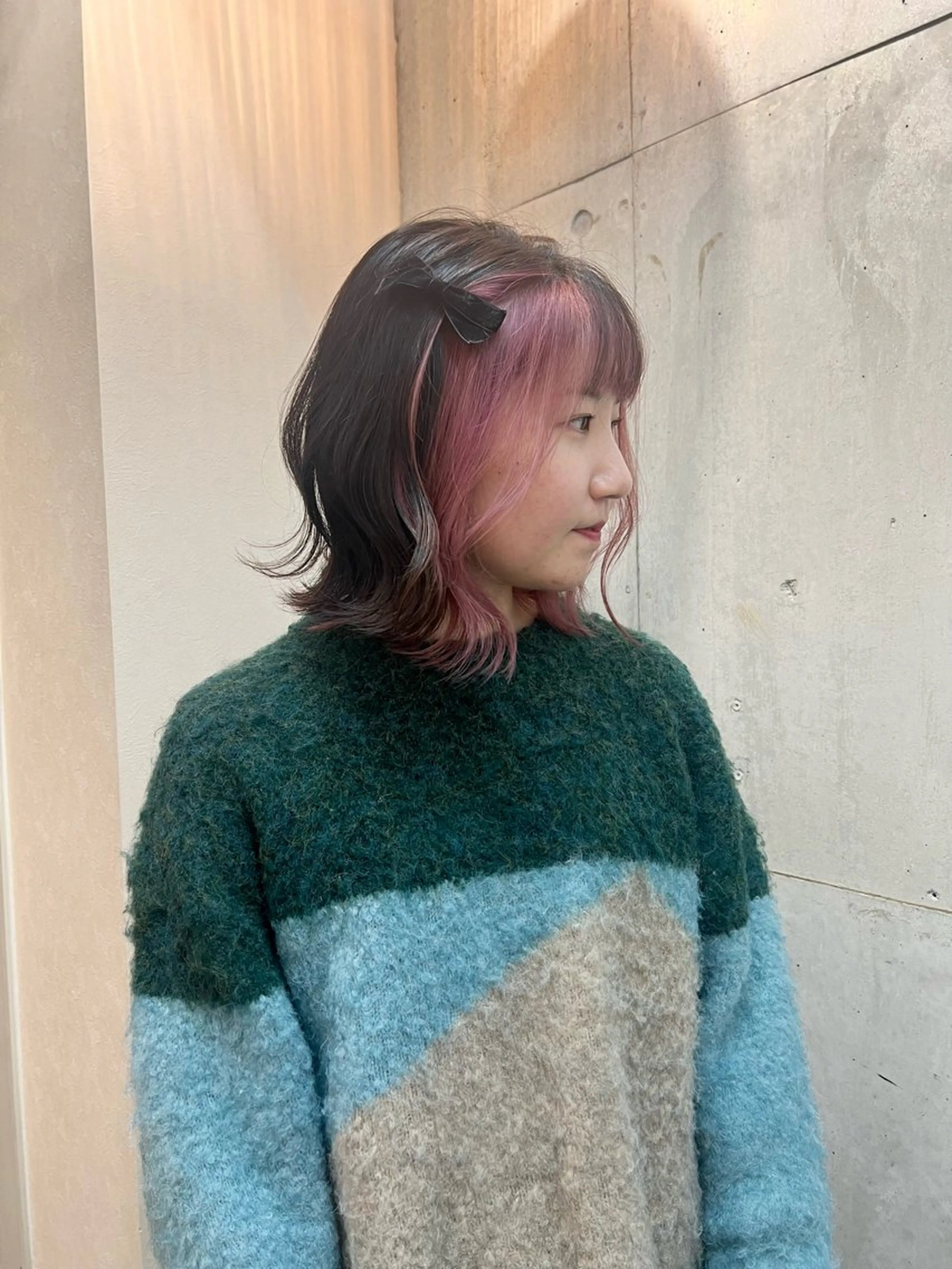 ミディアム カラー ミストバング  フェイスフレーミング インナーカラー ピンクカラー ヘアカラー Ayaka🩰🎀 ガーリー/暖色♡のヘアスタイル