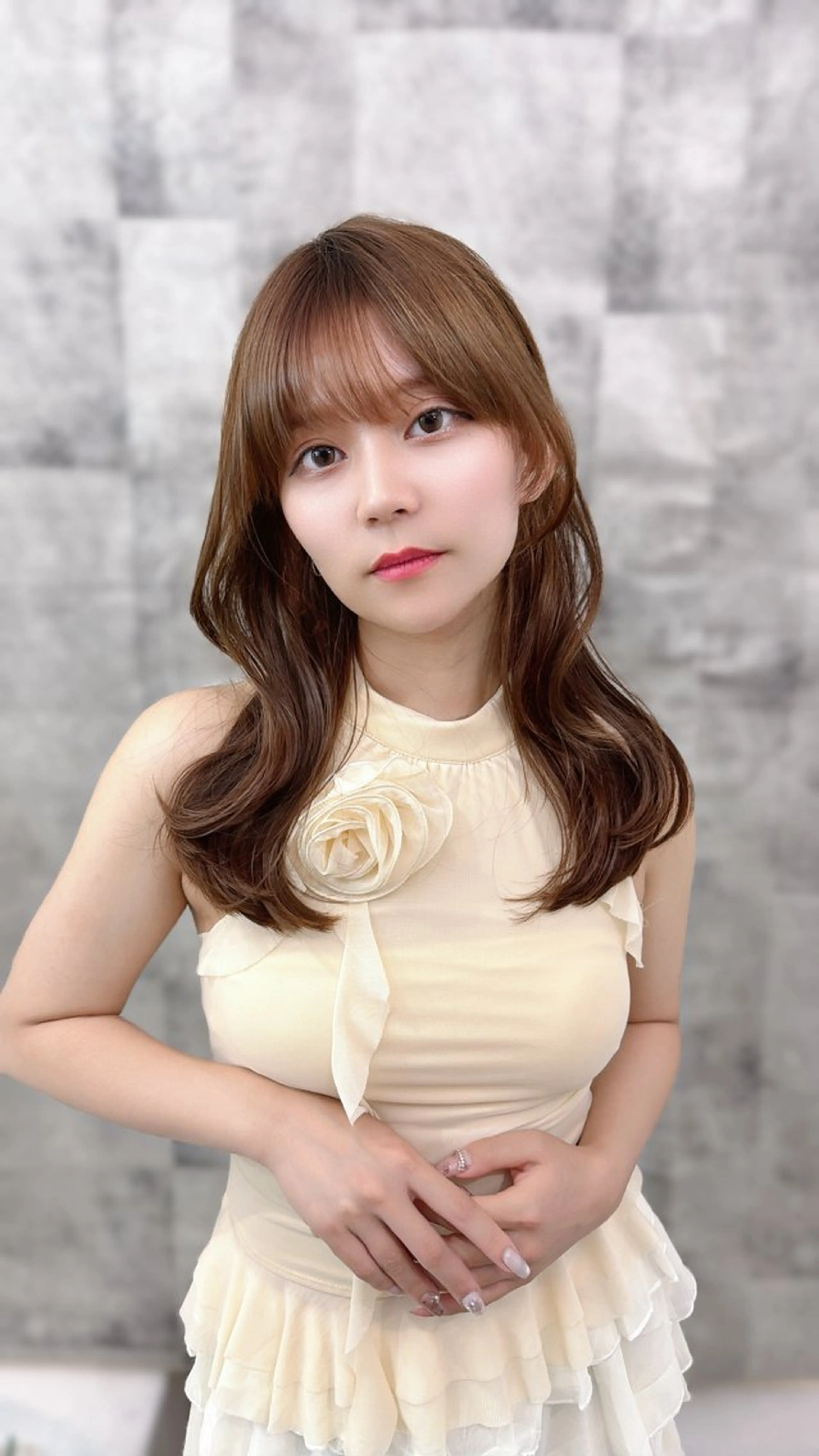 セミロング くびれヘア レイヤーカット 永田竜一/ 小顔くびれレイヤーのヘアスタイル