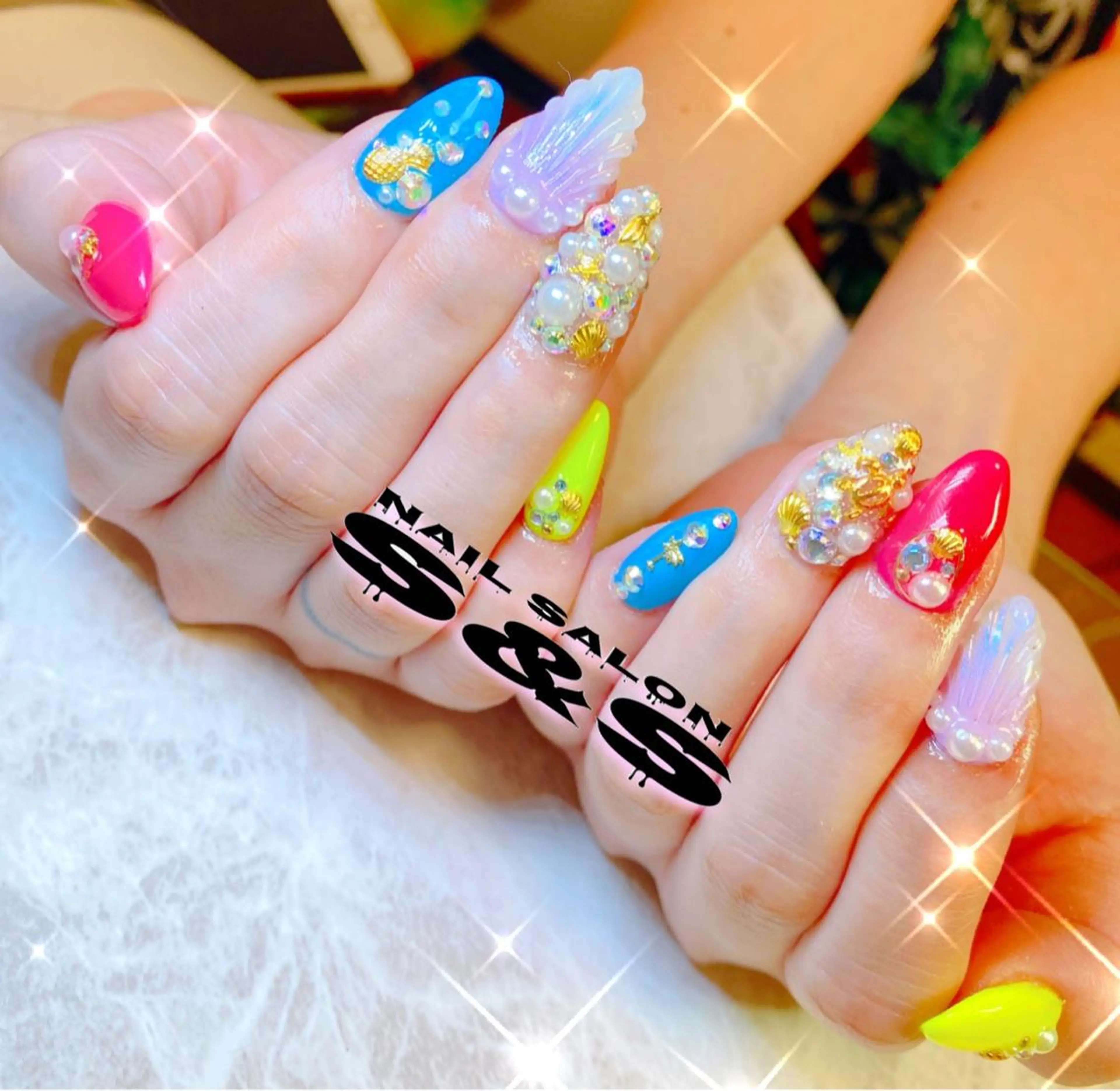 ネイル 長さ出し メンズネイル 持ち込み スカルプネイル 夏ネイル S&S 村田小百合のネイルデザイン