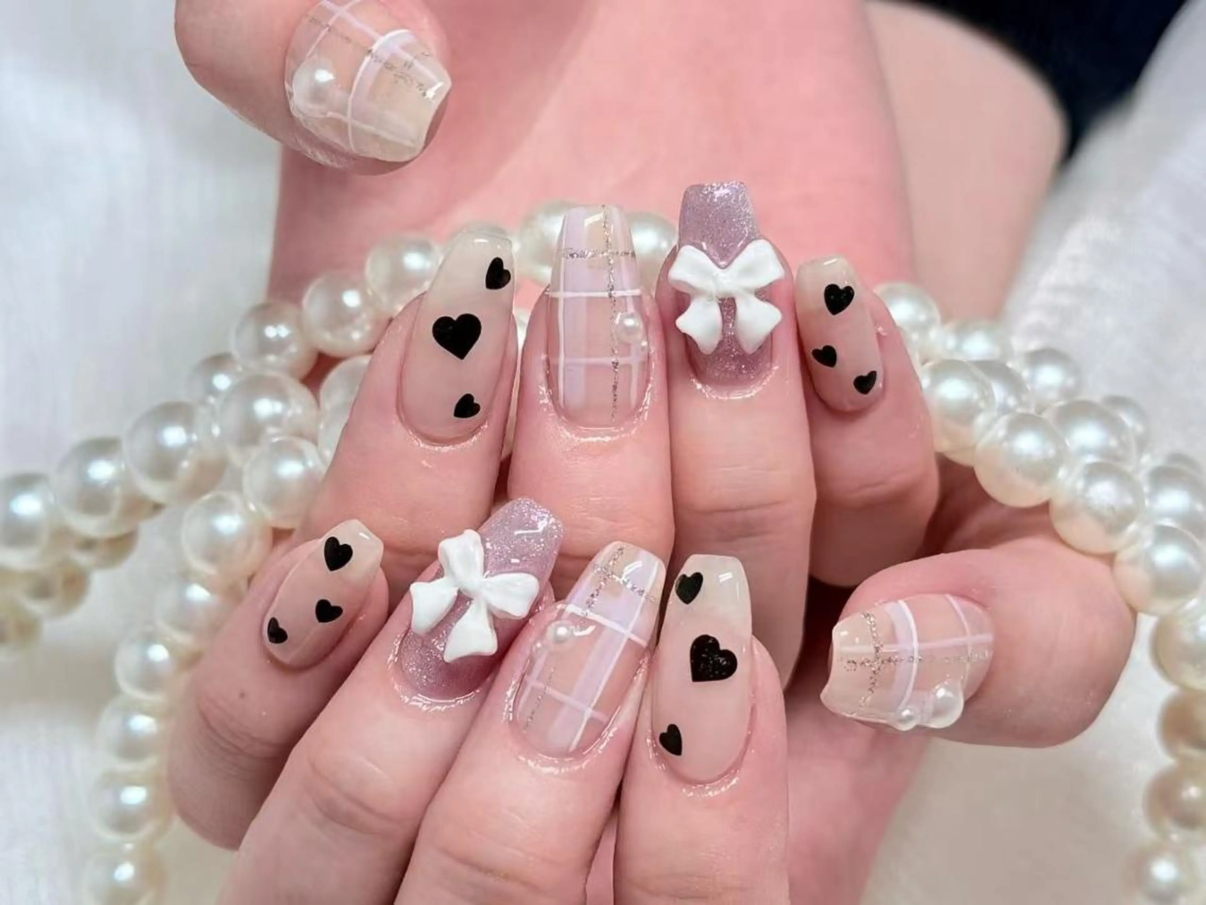 ネイル アートネイル クリアネイル 成人式 長さ出し フラッシュネイル ハンドネイル Ru na🍳のネイルデザイン