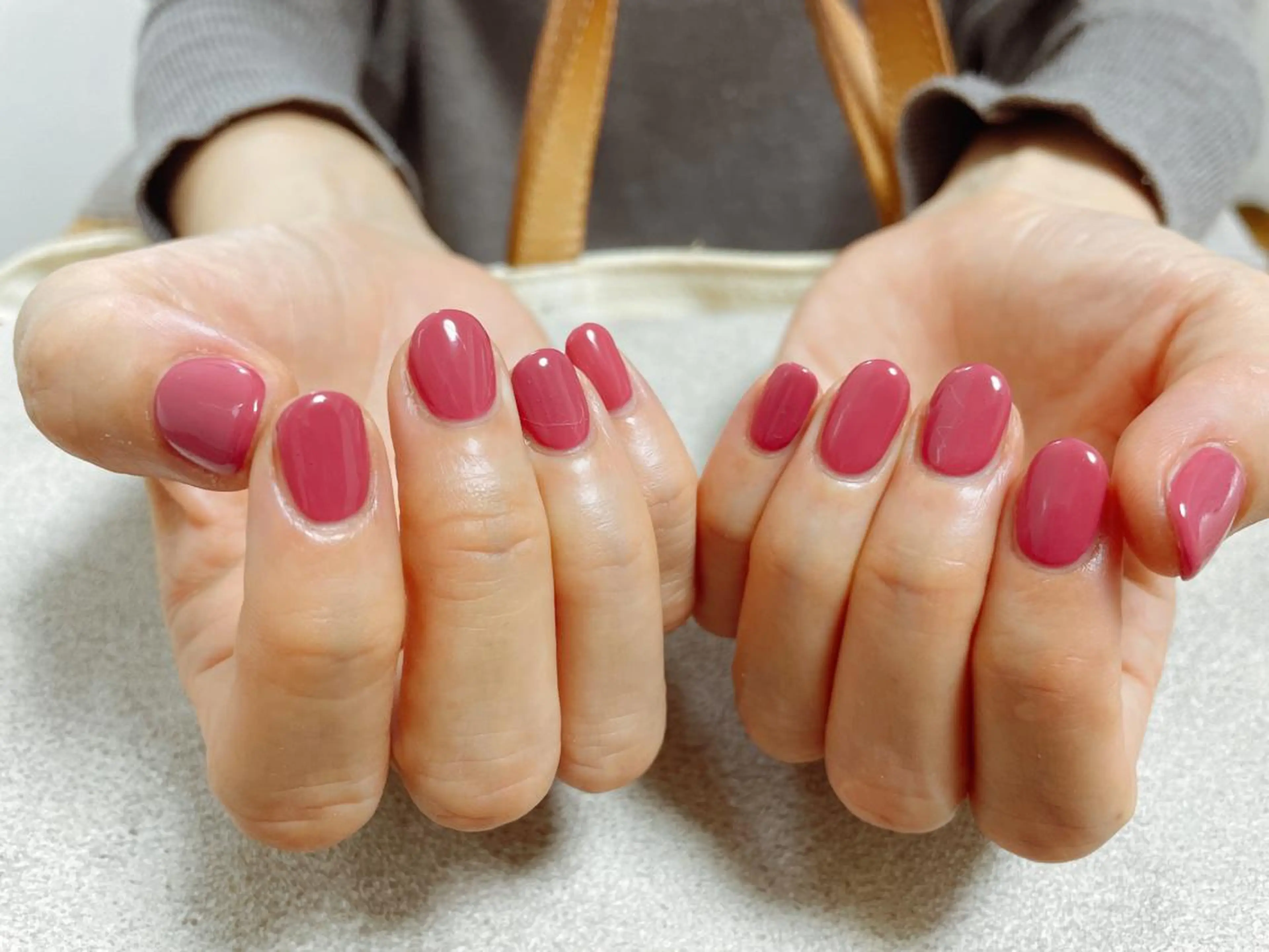 ネイル ワンカラーネイル ピンク Mogu nail 二子玉川のネイルデザイン