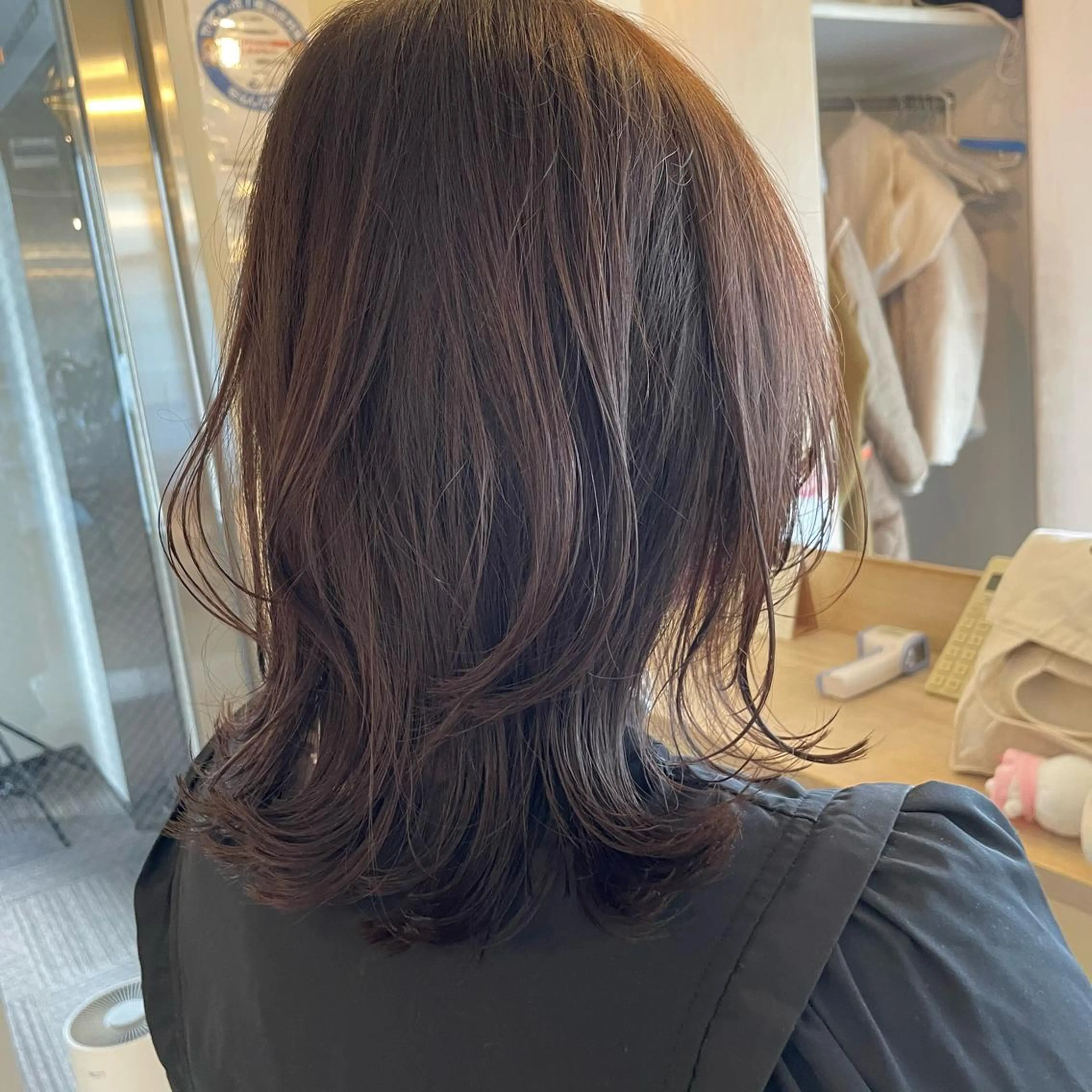 ミディアム カラー グレージュ くびれヘア ウルフカット ボブウルフ／ボブ Satsuki【名駅のヘアスタイル