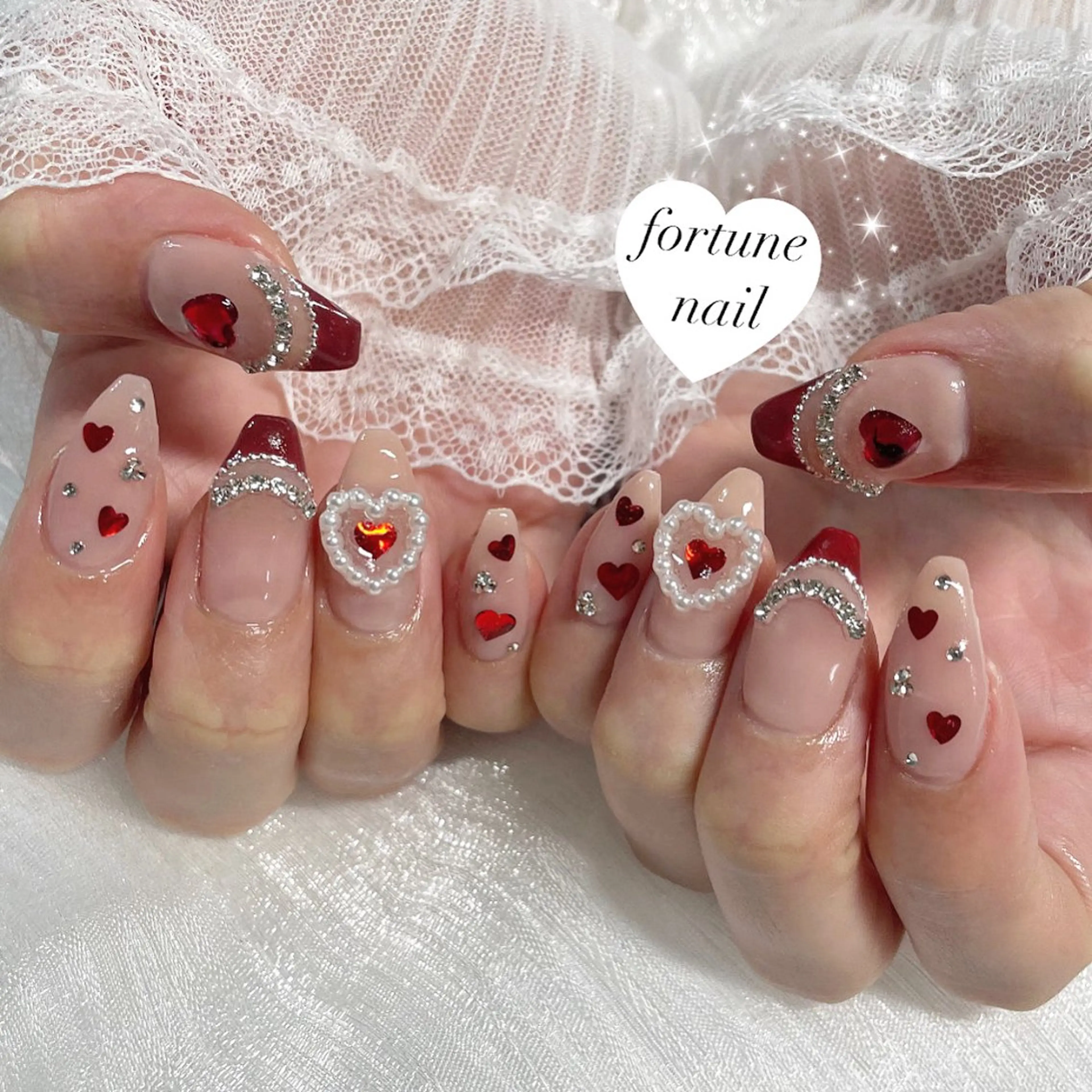 ネイル ボルドー フレンチネイル 韓国ネイル 赤色 ワンホンネイル ハンドネイル ☆saori ☆のネイルデザイン