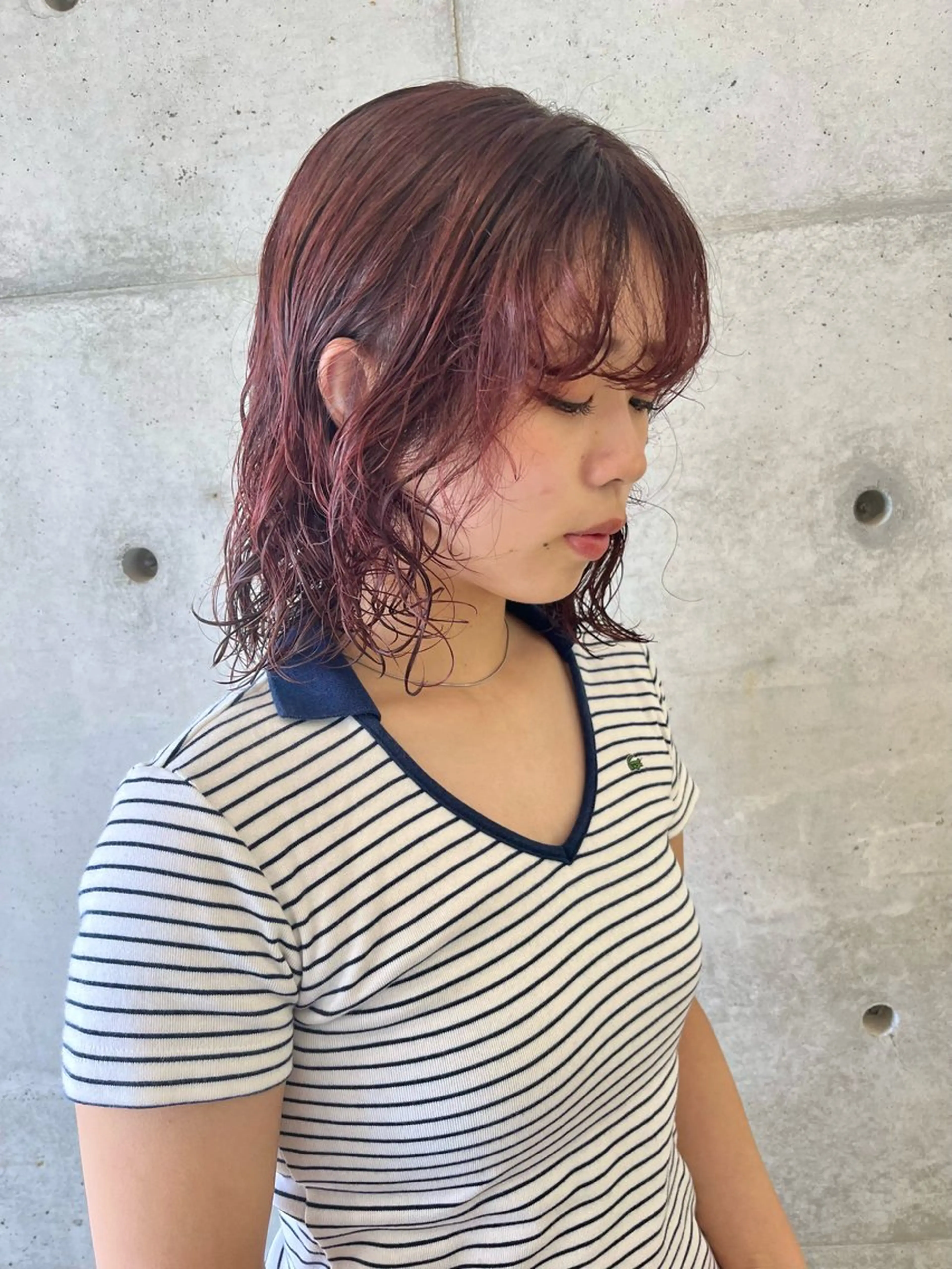 ミディアム カラー ブリーチ ブリーチなしカラー レッドカラー カット ヘアカラー LOMARLIE / CHIKA🫧のヘアスタイル