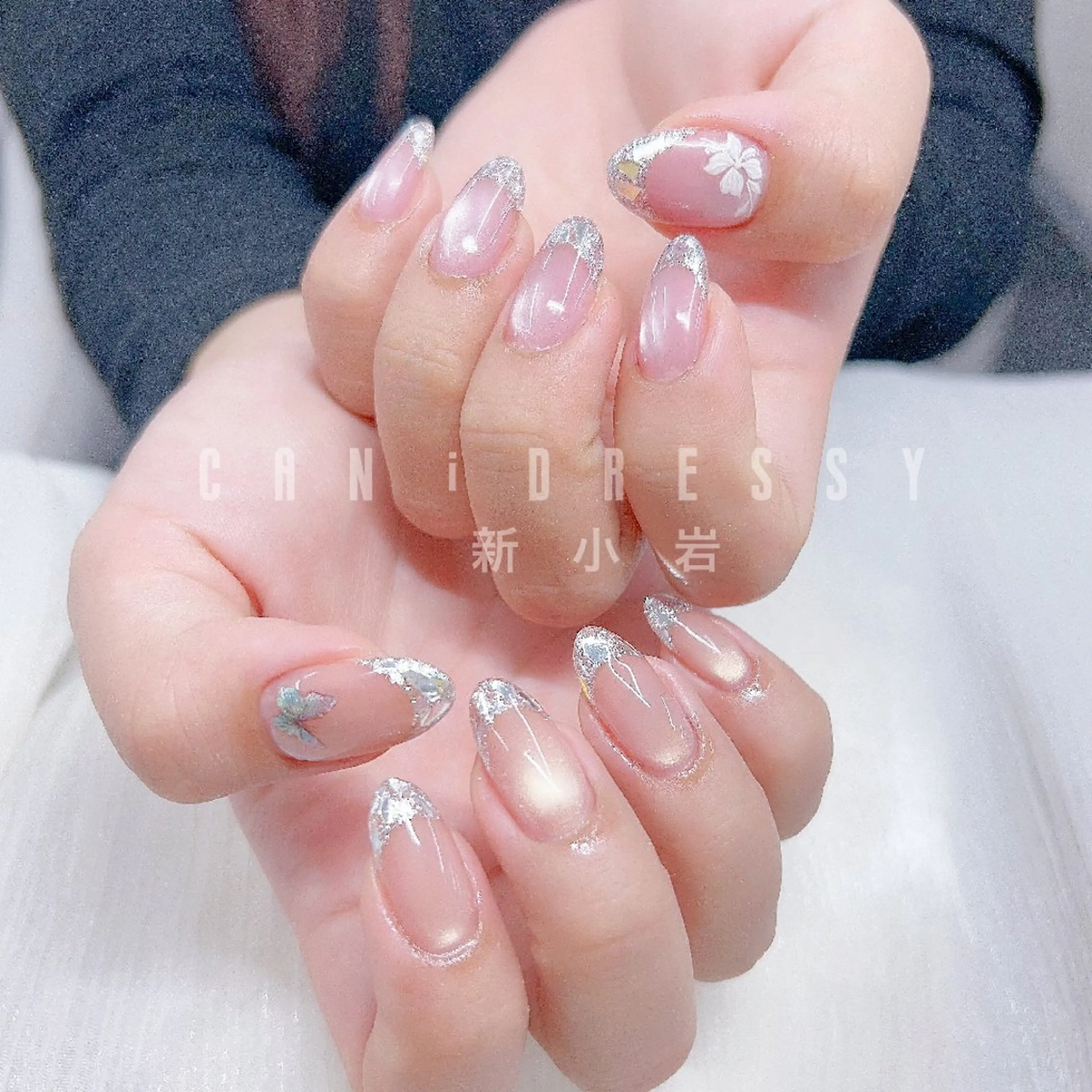 ネイル フレンチネイル ガラスフレンチ マグネットネイル ハンドネイル キャンアイドレッシー 新小岩のネイルデザイン