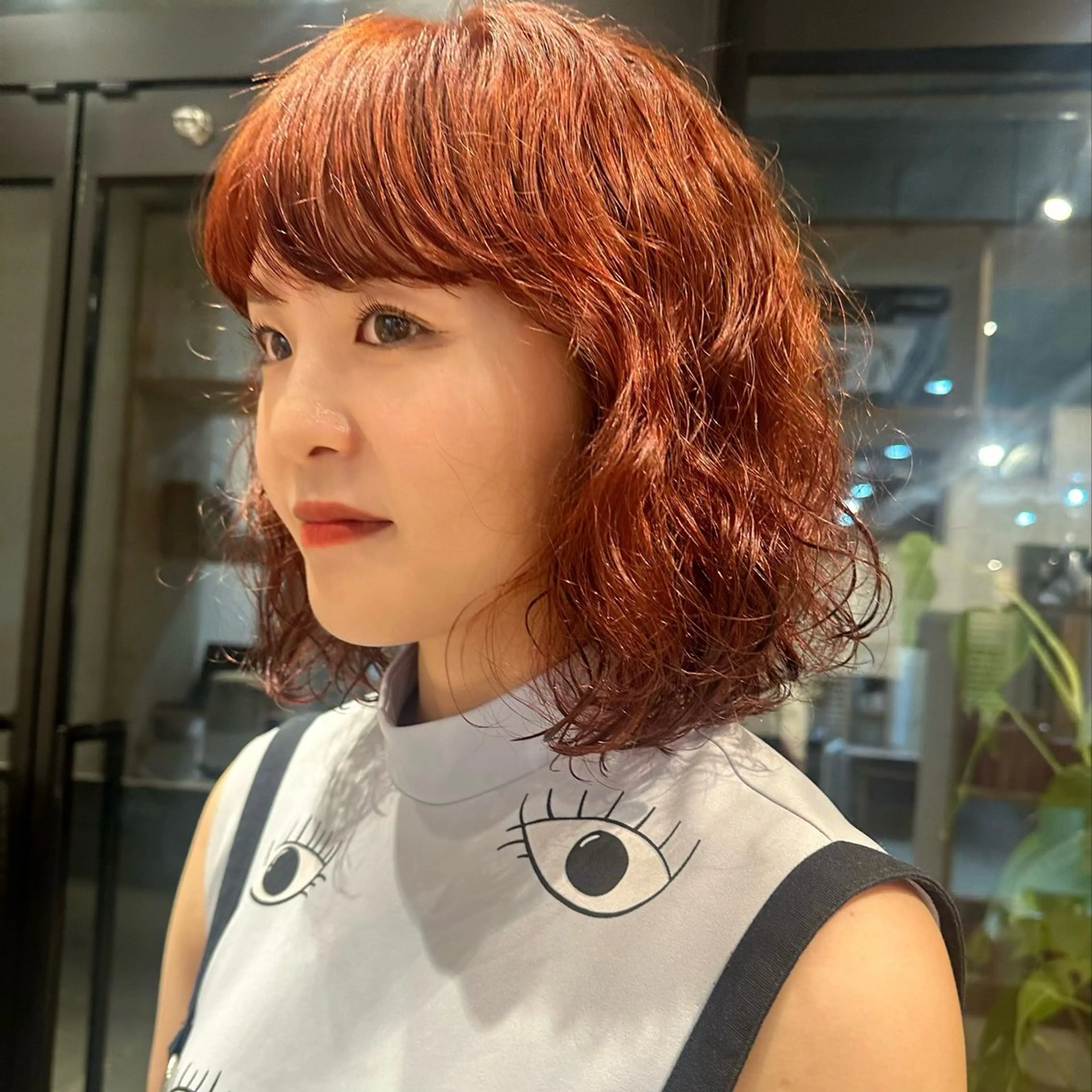 ショート カラー ダブルカラー オレンジ レッドカラー ボブ/レイヤー/ニュ アンスパーマ/小夏のヘアスタイル