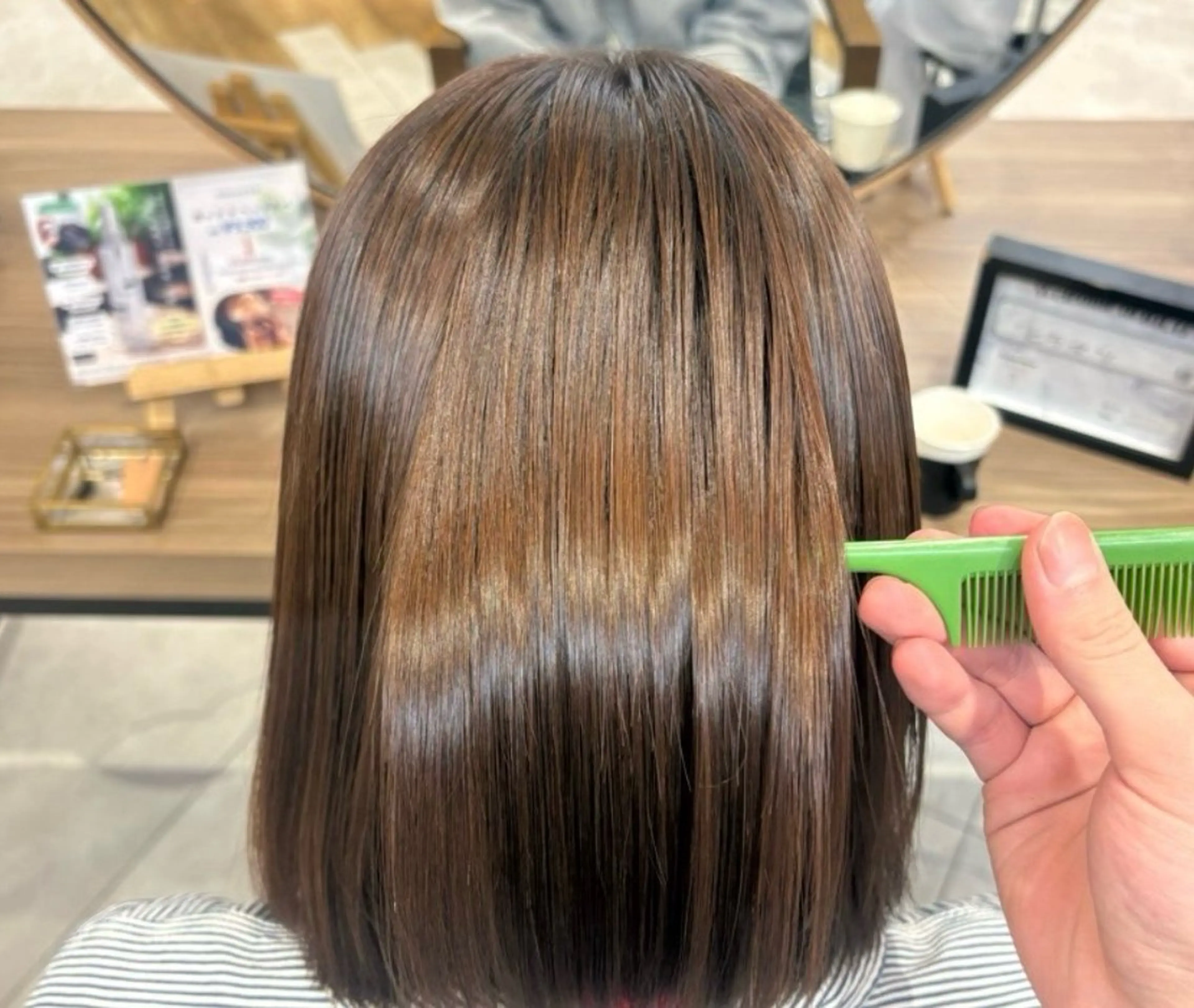 ミディアム 縮毛矯正 暗髪／透明感カラー ／⭐️hyuga⭐️のヘアスタイル