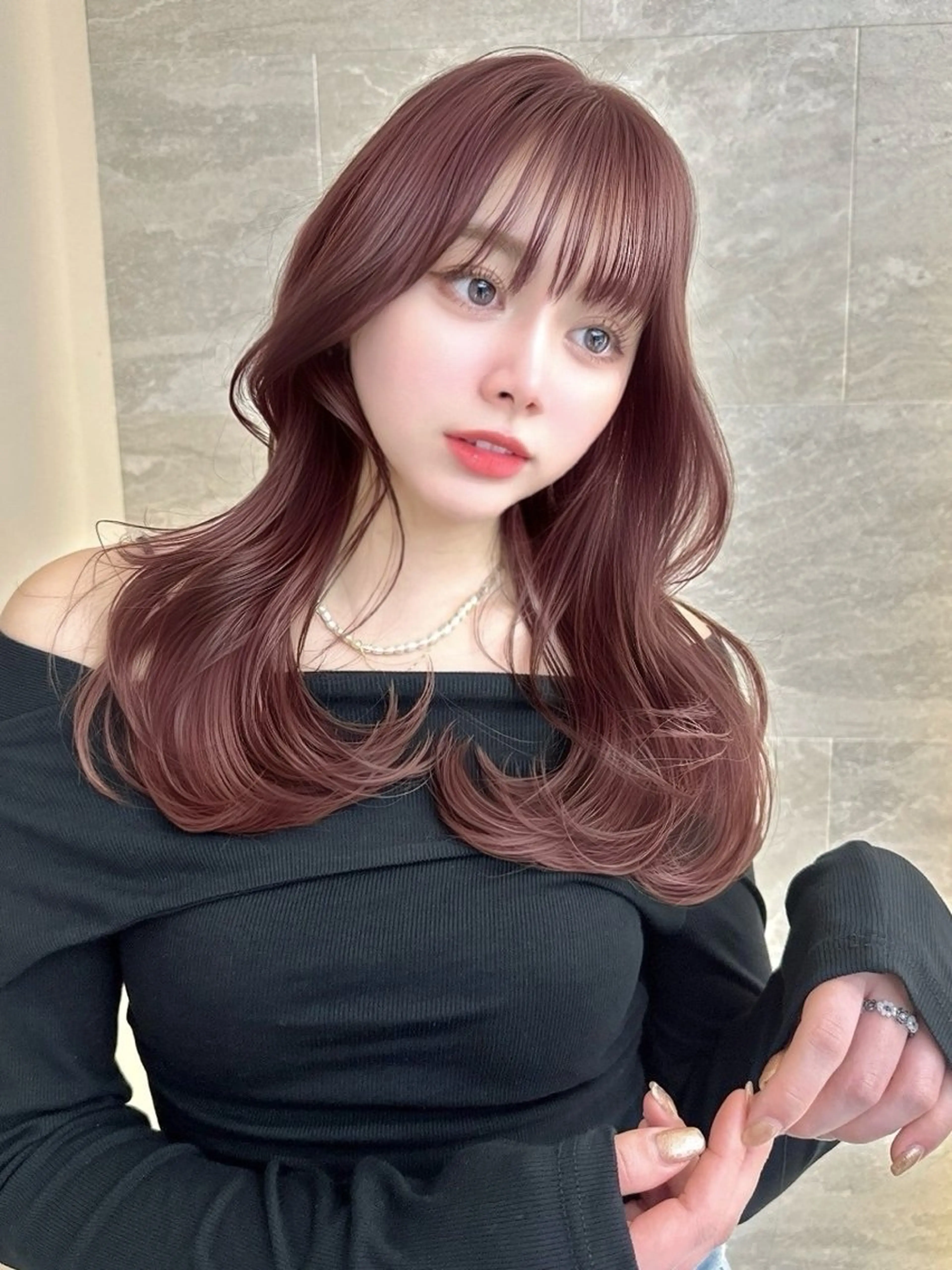 ミディアム カット 縮毛矯正 トリートメント レイヤー/韓国❣️ 髪質改善/e_kiのヘアスタイル