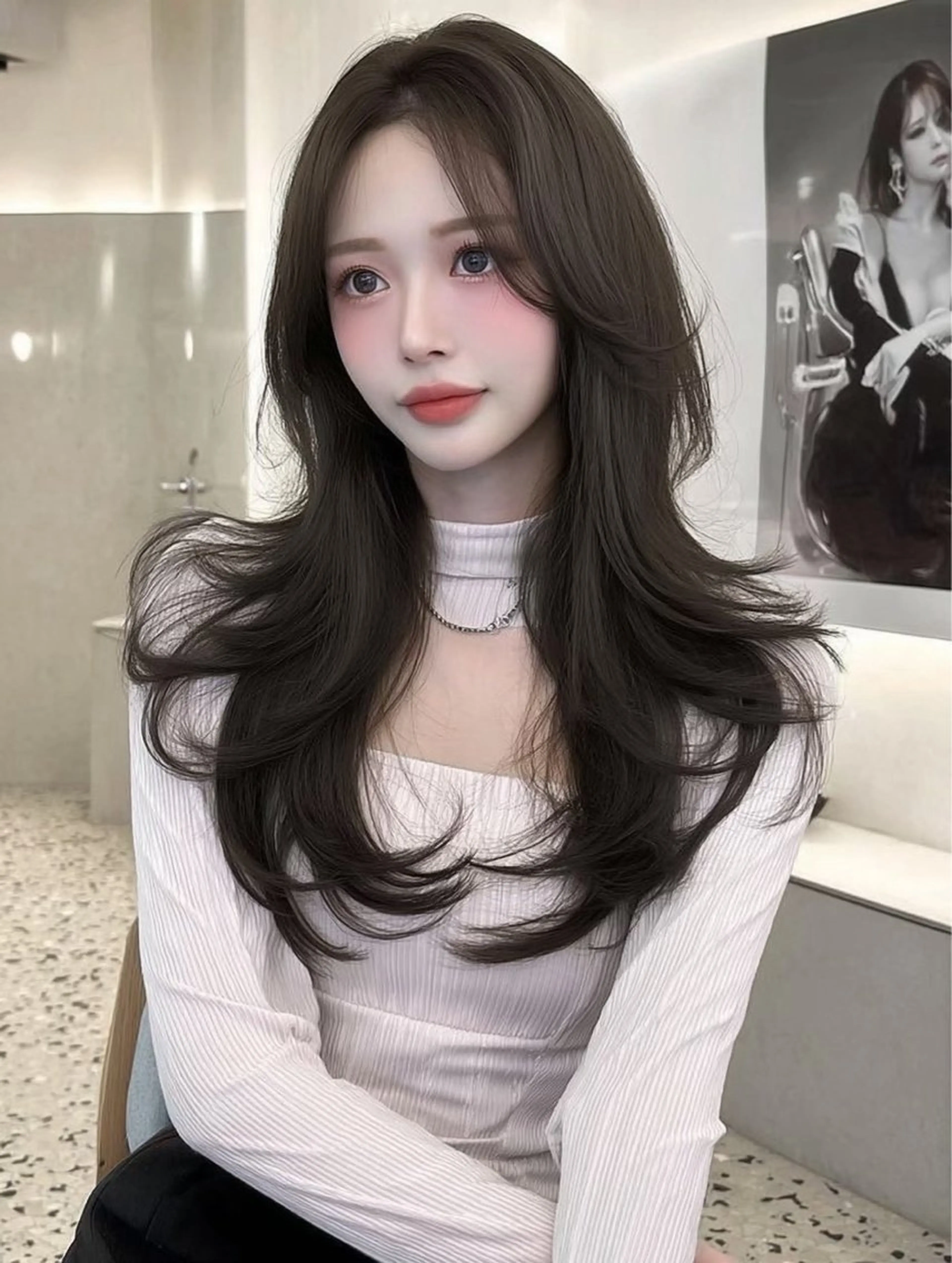 ロング 髪質改善 韓国風ヘア トリートメント カット ヘアカラー トリートメント 韓国ヘア/透明感カラ ー/梅田/ayanoのヘアスタイル