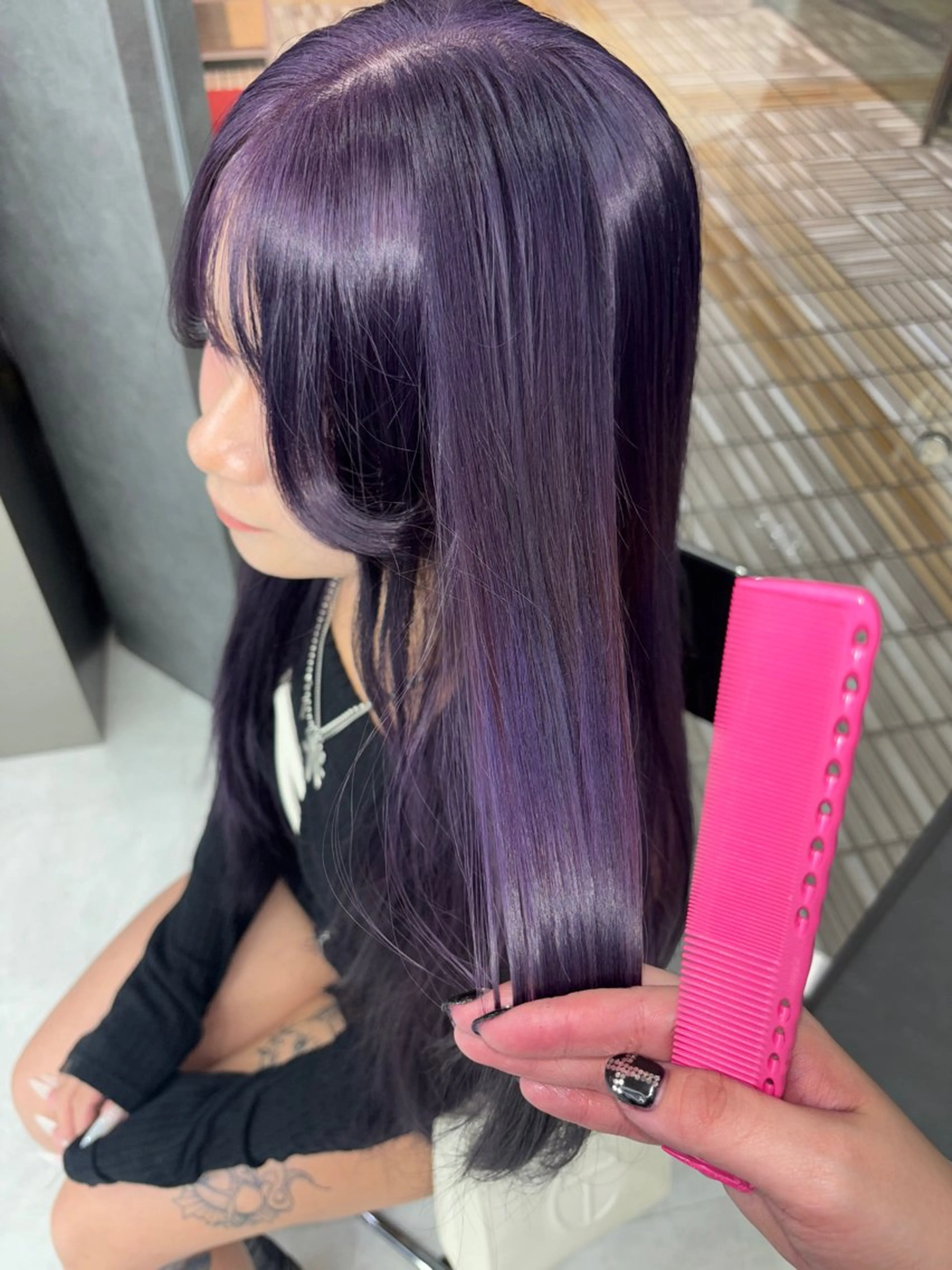 ロング カラー ヘアアレンジ ヘアカラー トリートメント ミルクティー/ピンク カラー/ みう🎀のヘアスタイル