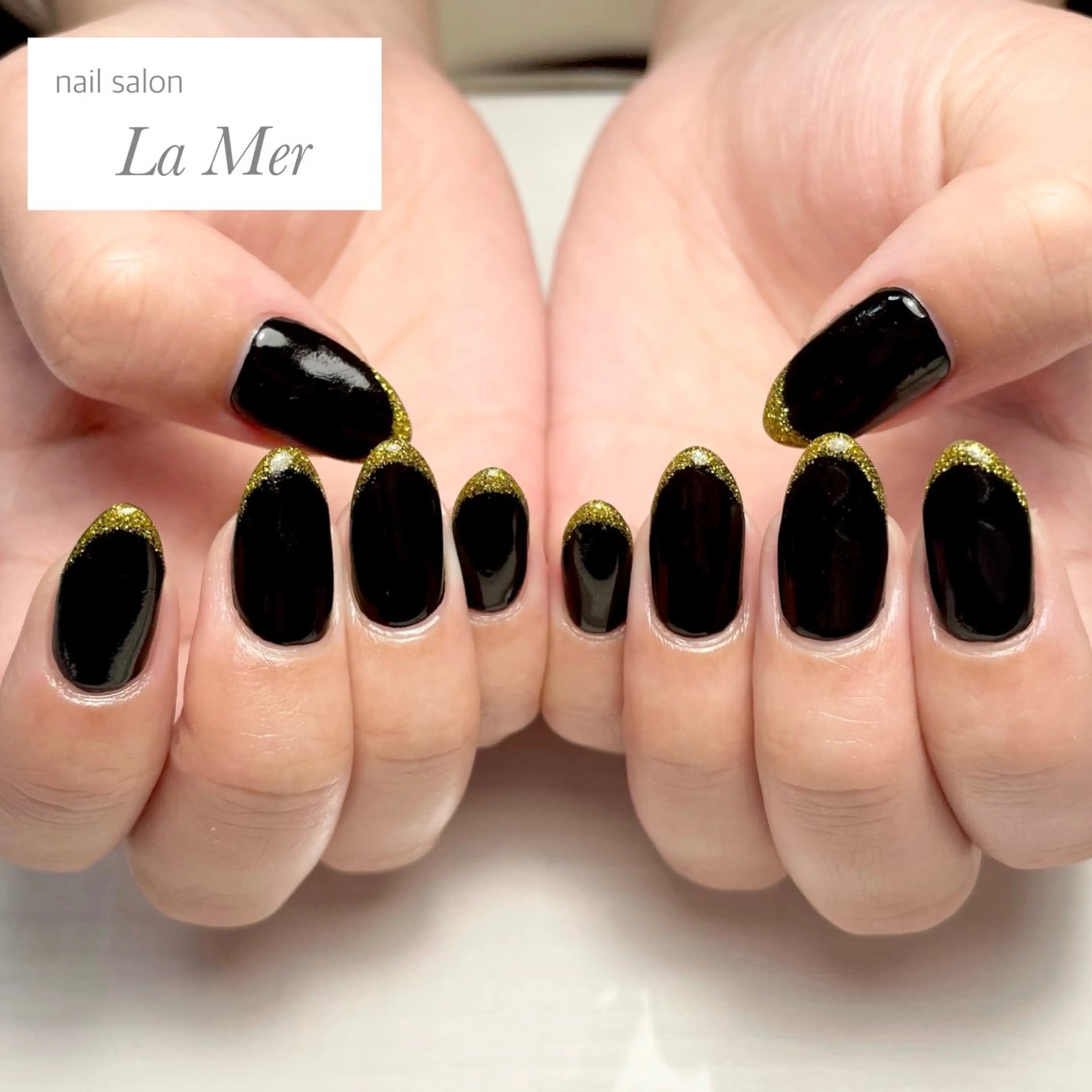 ネイル カジュアル フレンチネイル ジェルネイル ゴールド シンプルネイル ハンドネイル nailsalon La Merのネイルデザイン