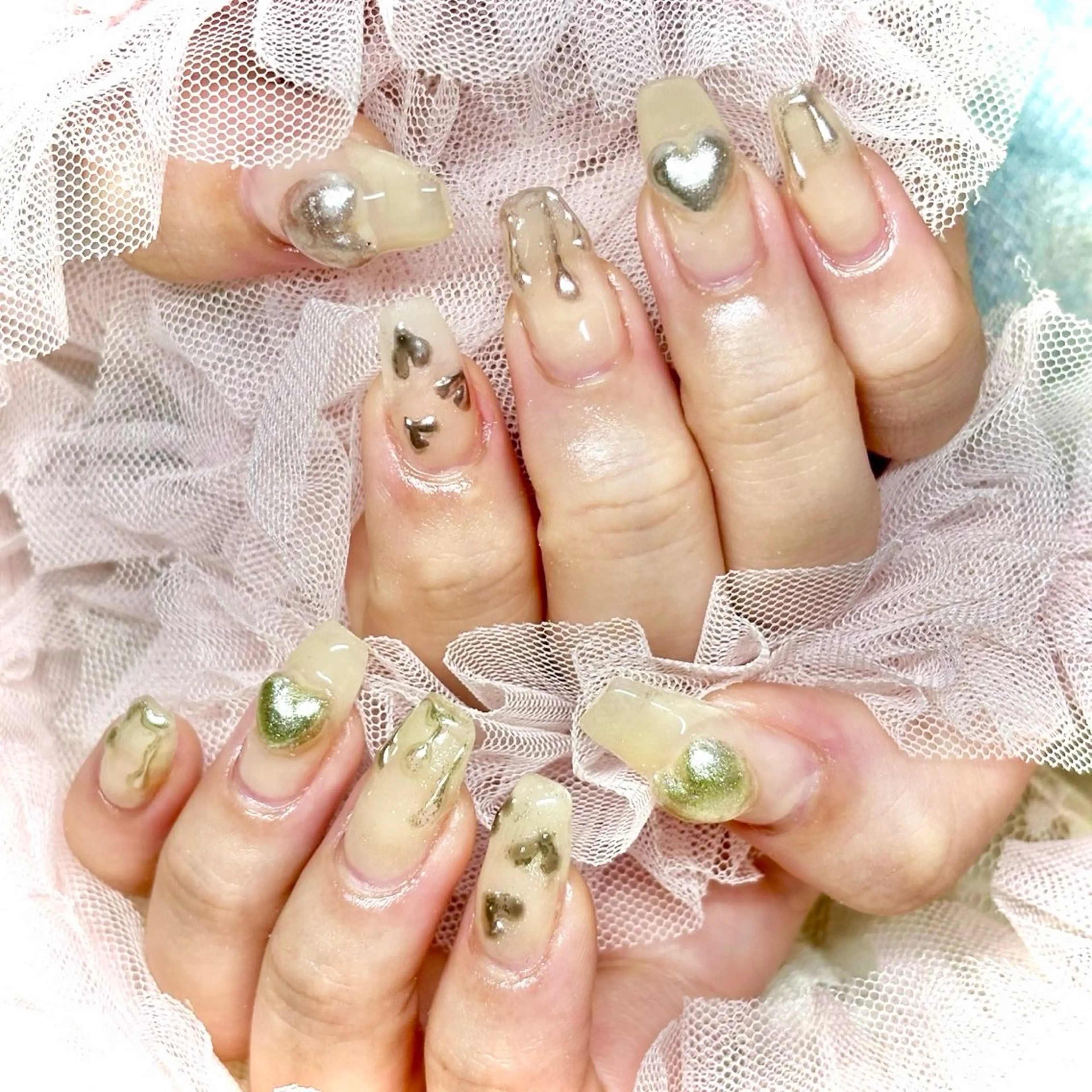 ネイル 韓国ネイル ミラーネイル ワンホンネイル miminon 自宅ネイルサロンのネイルデザイン