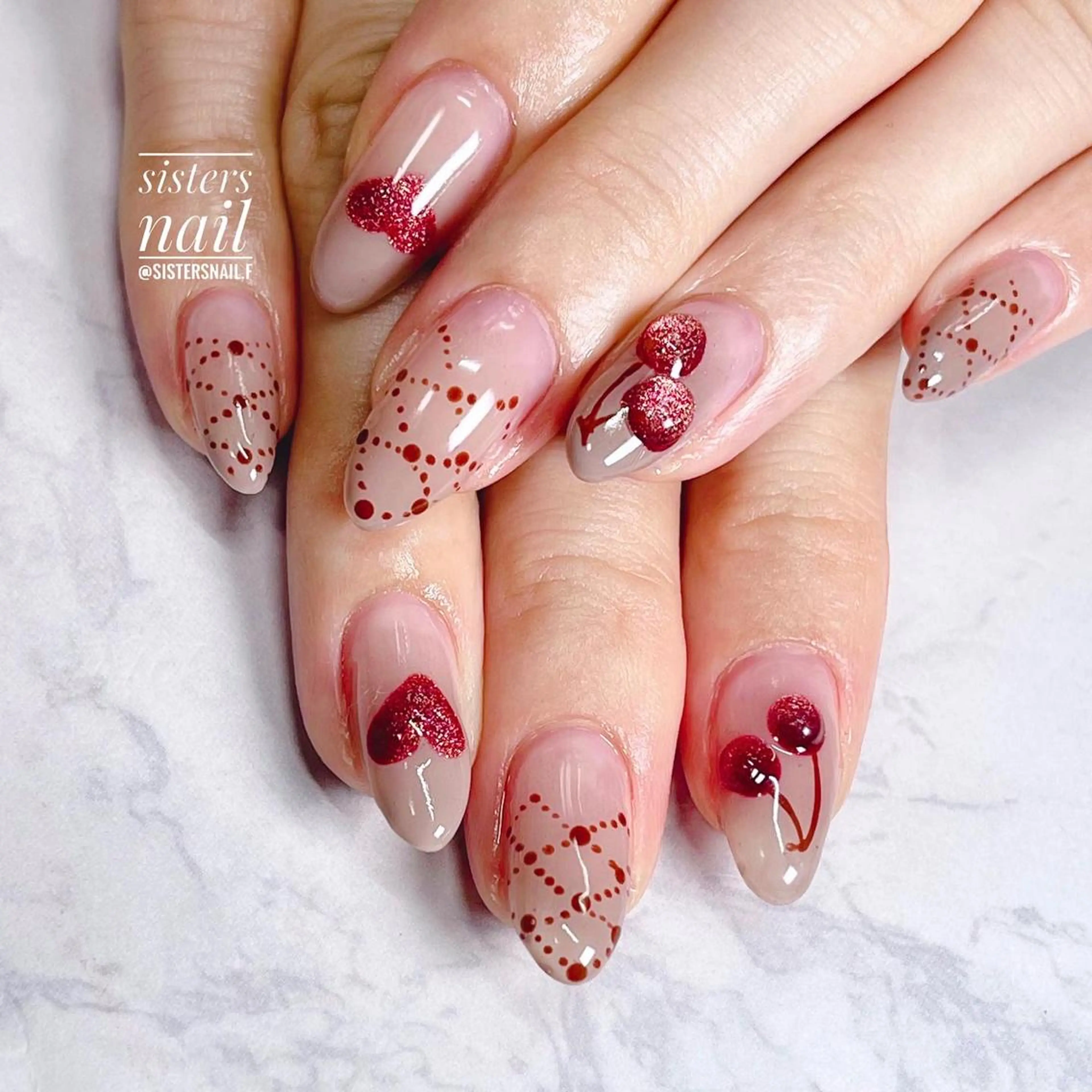 ネイル アートネイル グラデーション ハート マグネットネイル ぷっくりネイル sisters nail.fのネイルデザイン