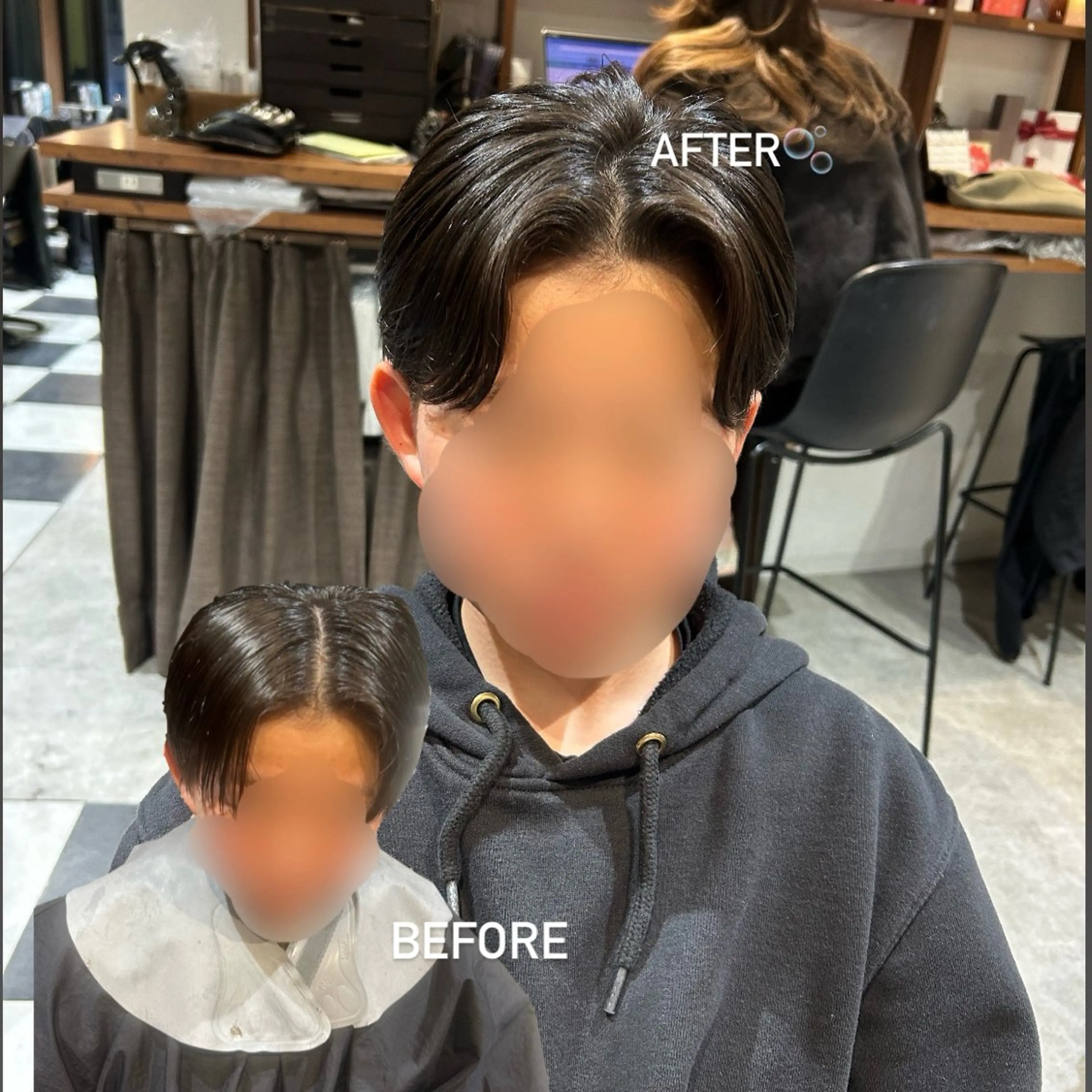 パーマ メンズ カット パーマ メンズ特化/センター パート🩵のヘアスタイル