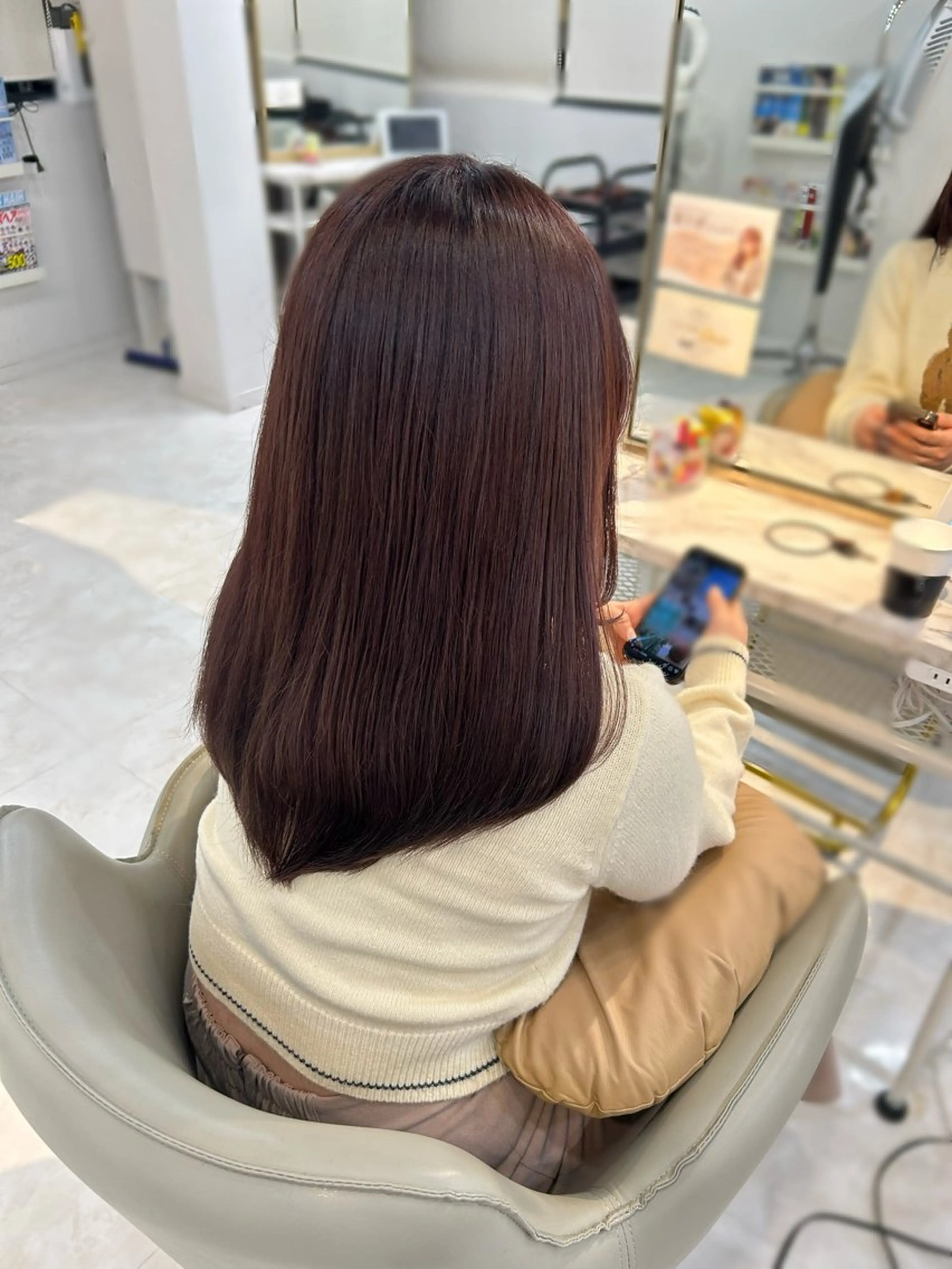 セミロング ピンクラベンダー ヘアカラー 柔らかカラー🤎 luna🧸🤎のヘアスタイル