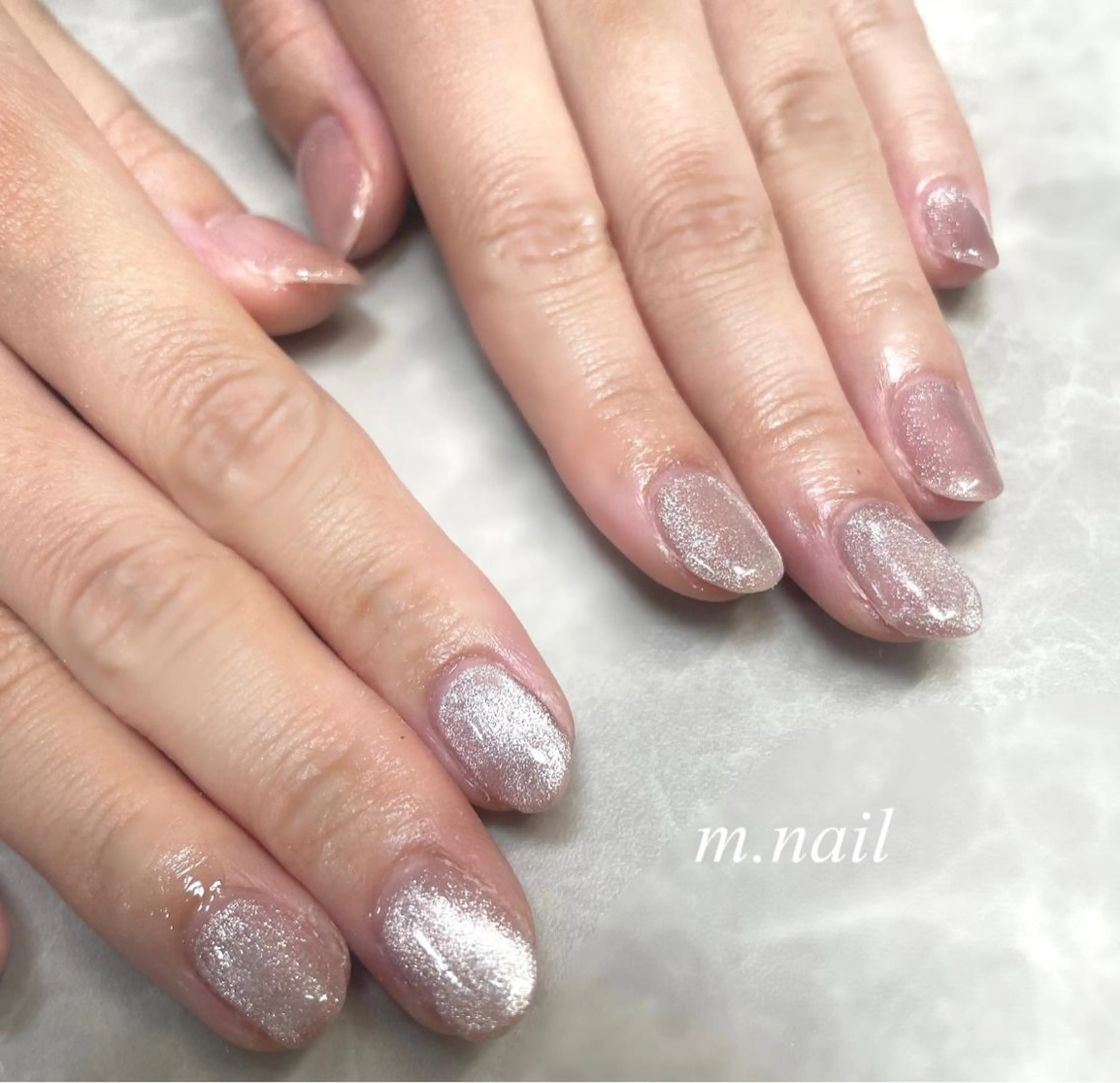 ネイル アートネイル マグネットネイル ニュアンスネイル オフィスネイル ピンク ハンドネイル m.nail salonのネイルデザイン
