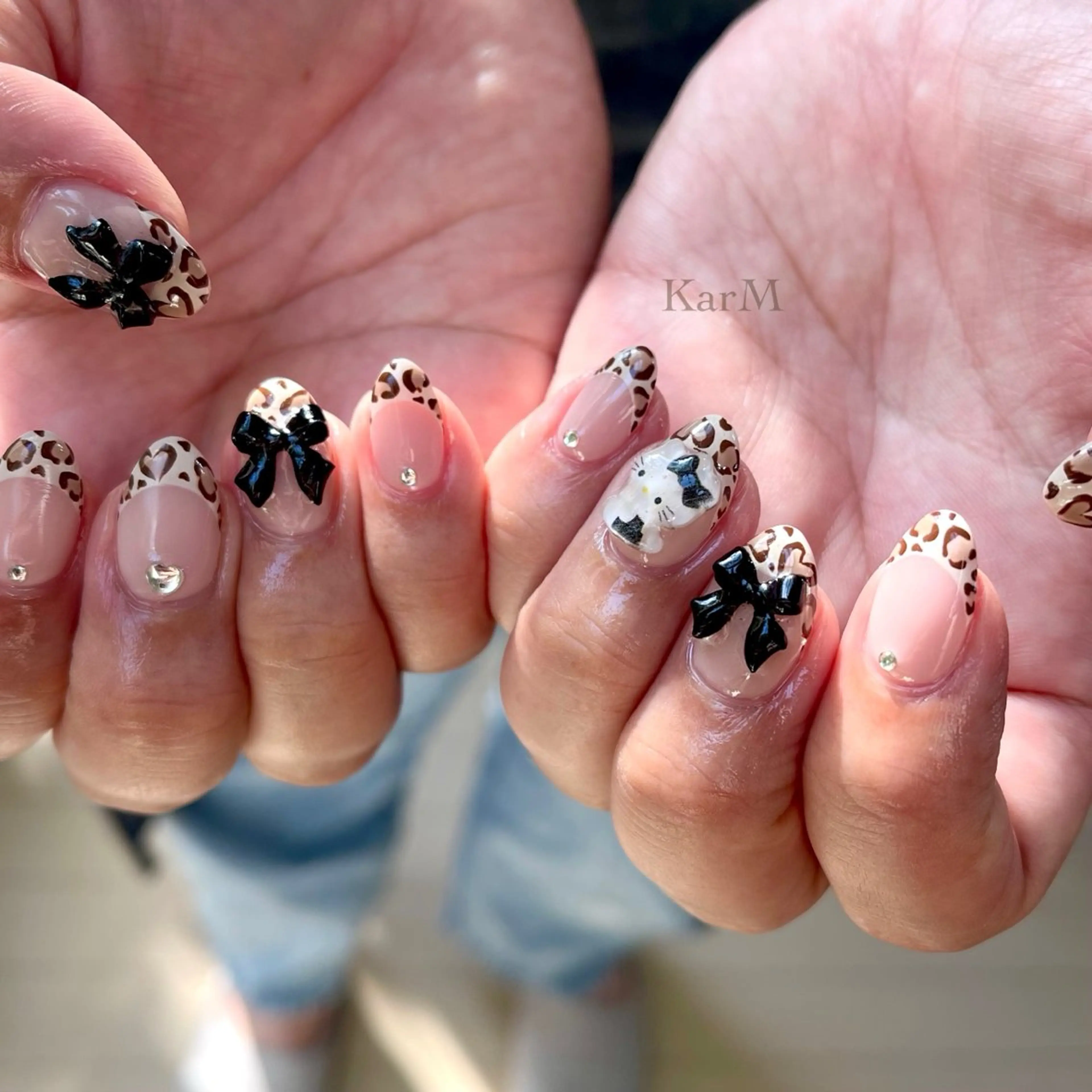 ネイル アニマル柄 オーロラネイル チークネイル フレンチネイル グラデーション ハンドネイル ogino karinのネイルデザイン