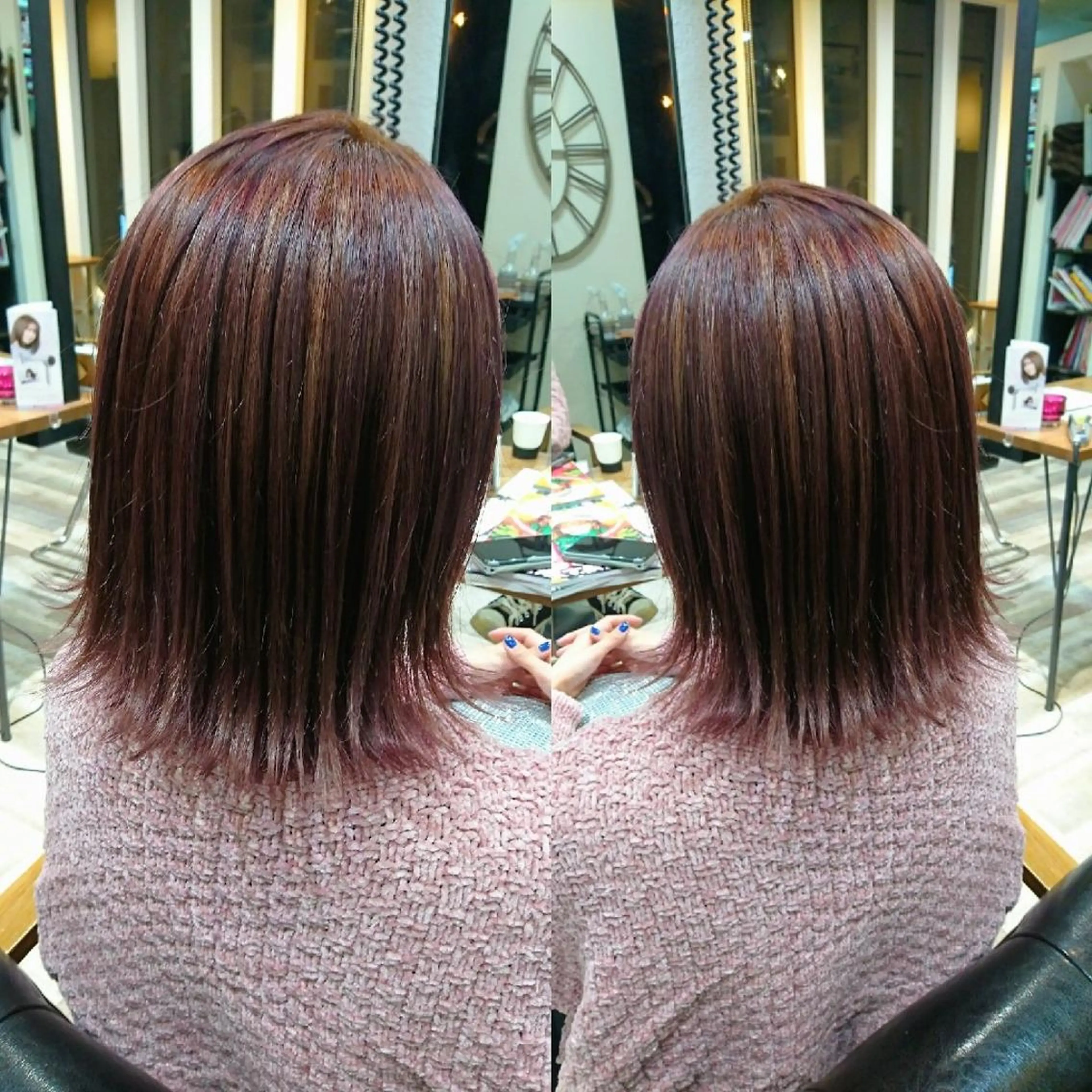 ミディアム カラー グラデーションカラー ピンクカラー ACROあべの店所属・艶カラー/インナー /グラデ/大西小百合のヘアスタイル