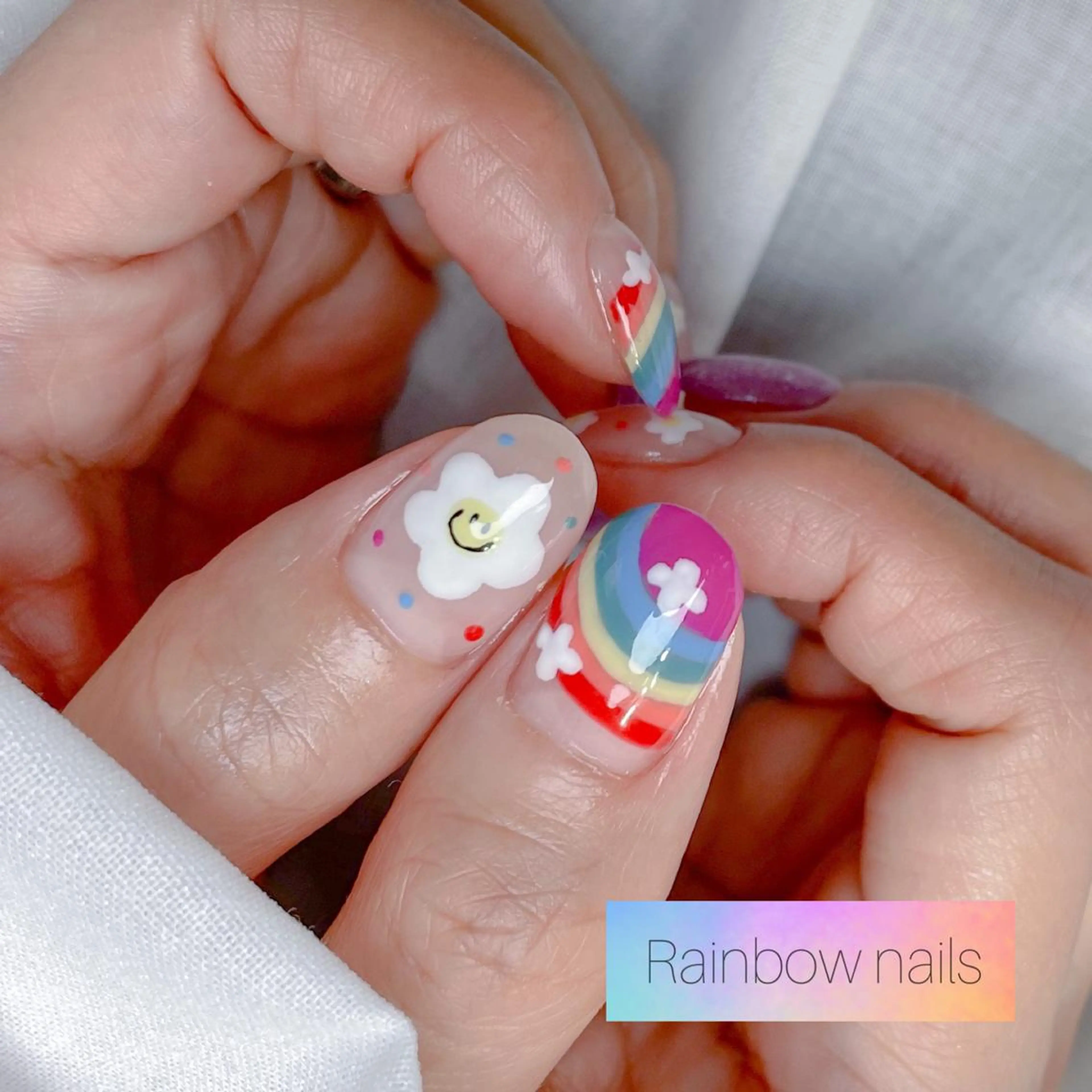 ネイル Rainbow nailsくろちゃんのネイルデザイン