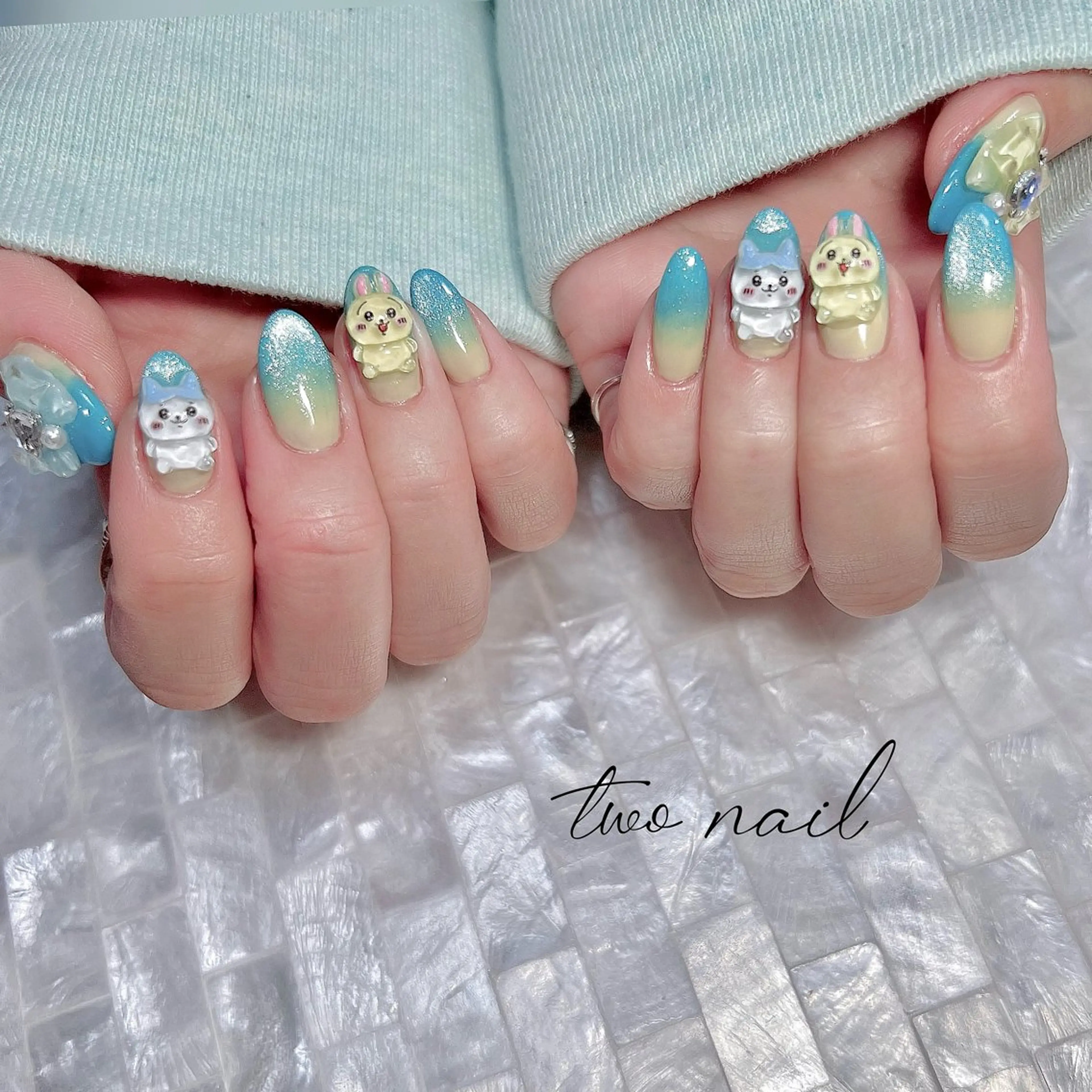 ネイル アートネイル マグネットネイル 持ち込み ネイルチップ ホワイト ハンドネイル two nailのネイルデザイン