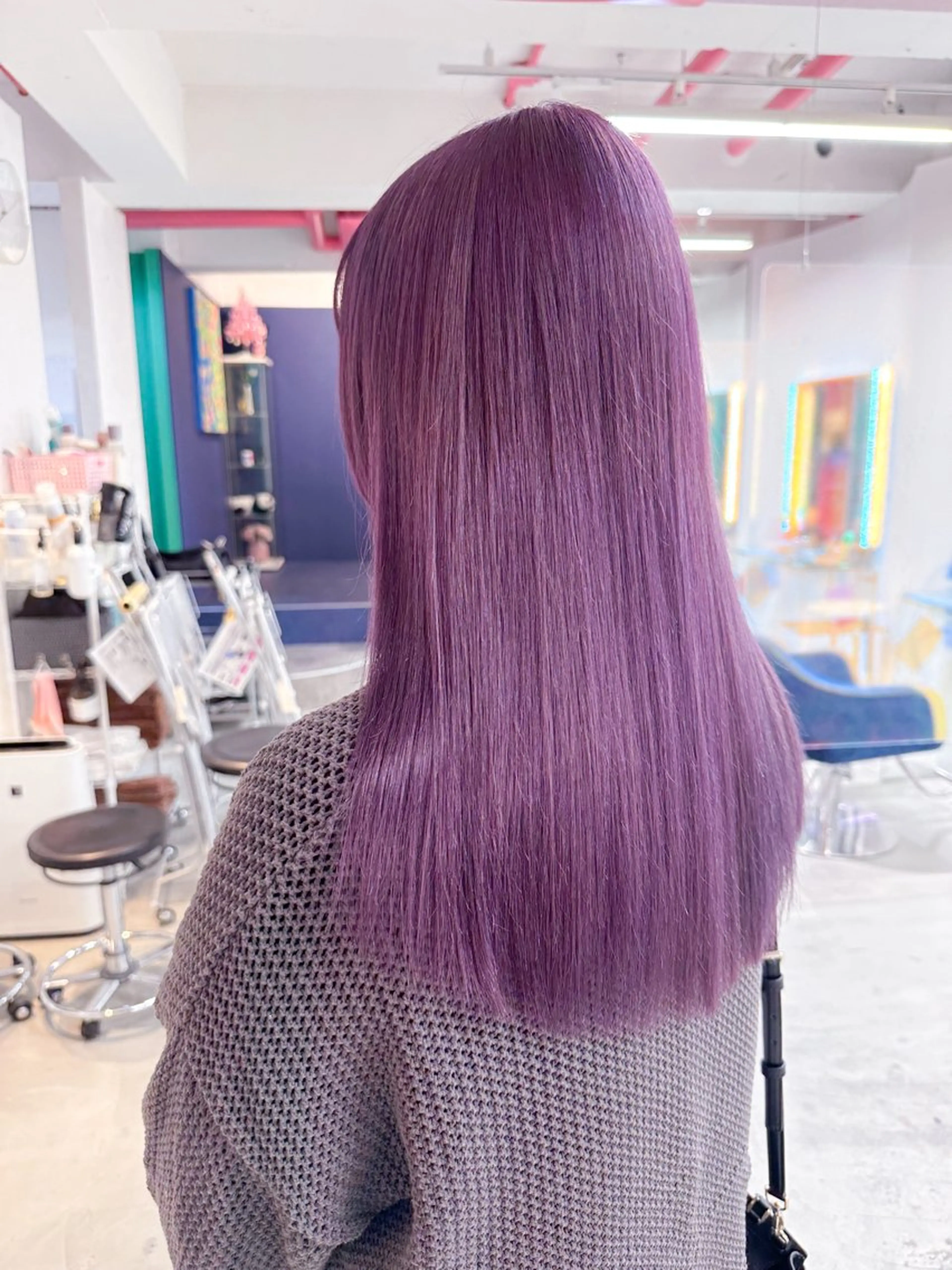 セミロング カラー ブリーチ ラベンダーカラー 髪質改善 ヘアカラー BOX mico.のヘアスタイル