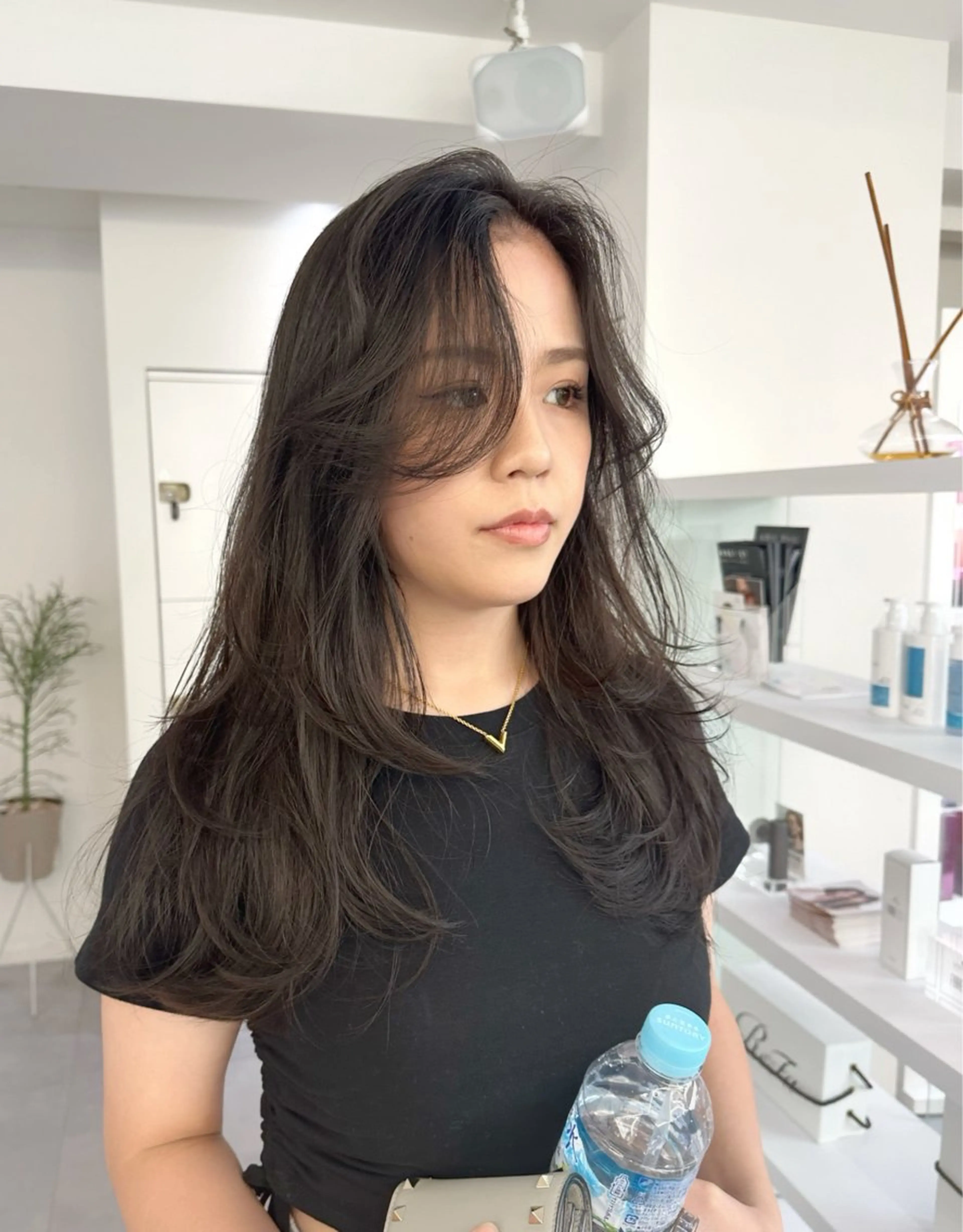 ロング かきあげバング レイヤーカット 似合わせcut/ 艶カラー/Rinaのヘアスタイル