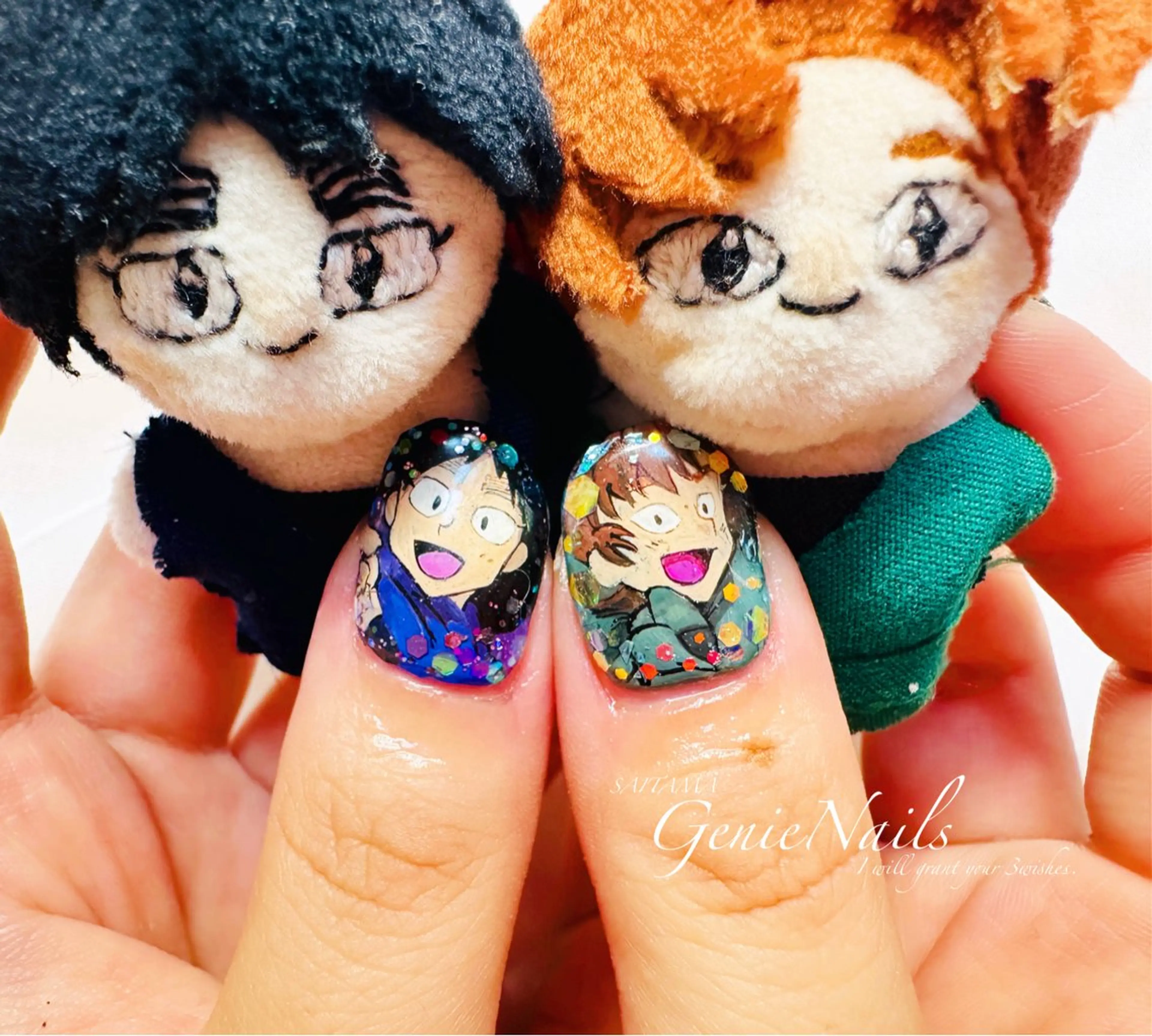 メンズ ネイル アートネイル 長さ出し 氷ネイル・うるうるネイル ロングネイル 持ち込み Genie Nailsのネイルデザイン