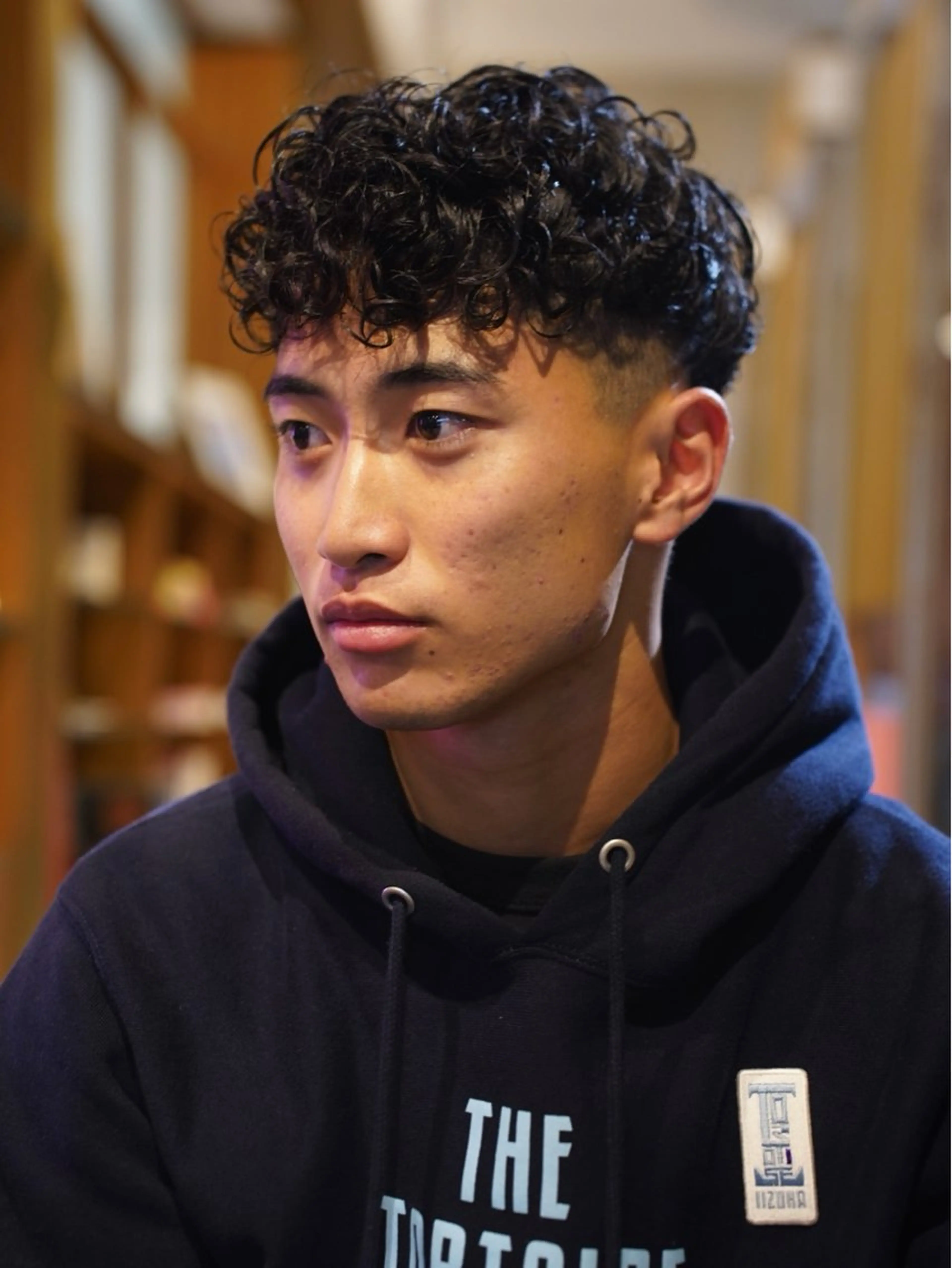 ショート パーマ メンズ フェードカット スキンフェード スペインカール メリケンビューティーパーラー所属・MERICAN / JIROのヘアスタイル