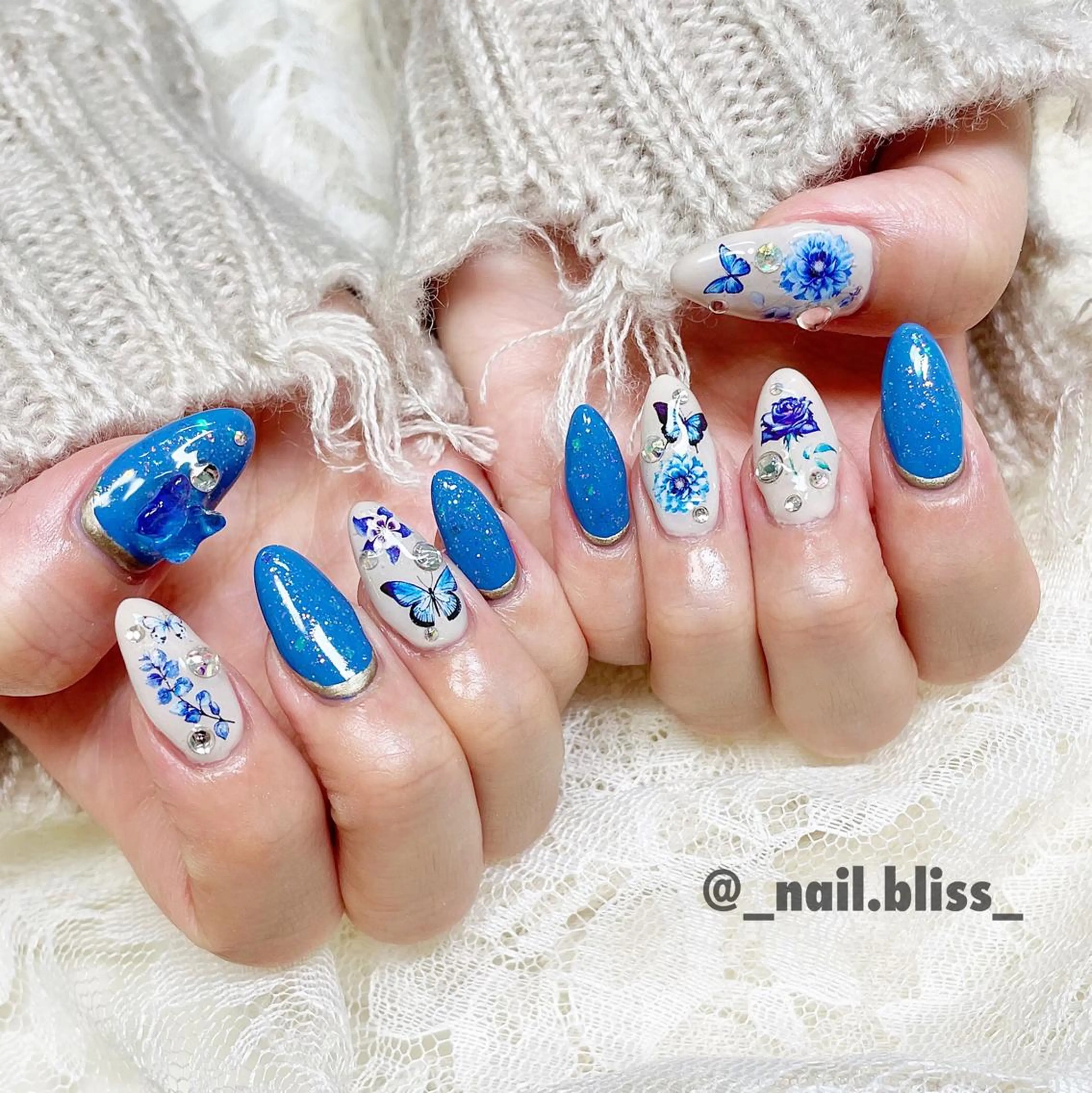 ネイル ブルー ハンドネイル NAIL BLISSのネイルデザイン