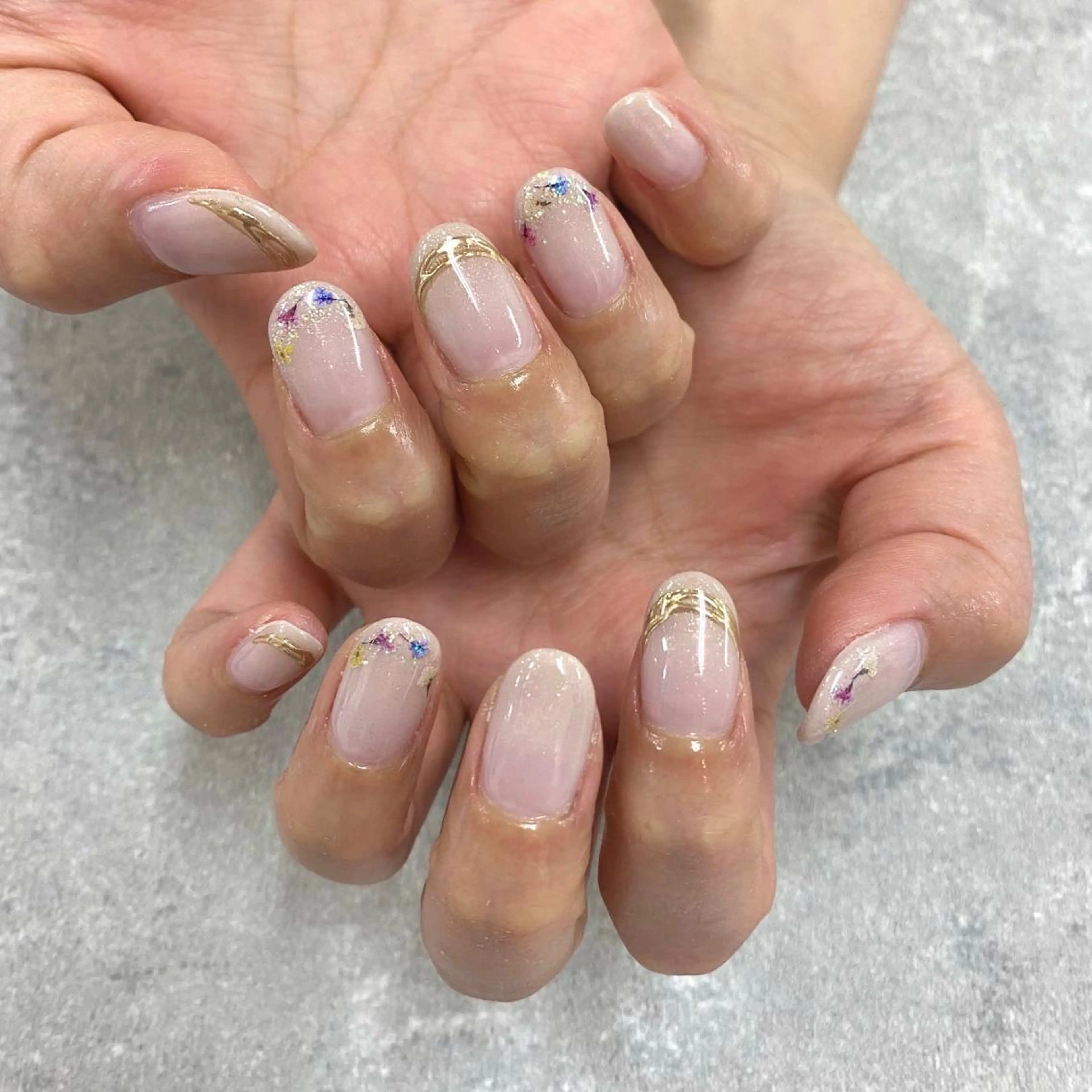 ネイル フットネイル フレンチネイル ジェルネイル ガラスフレンチ グラデーション NUMAZAWA KASUMIのネイルデザイン