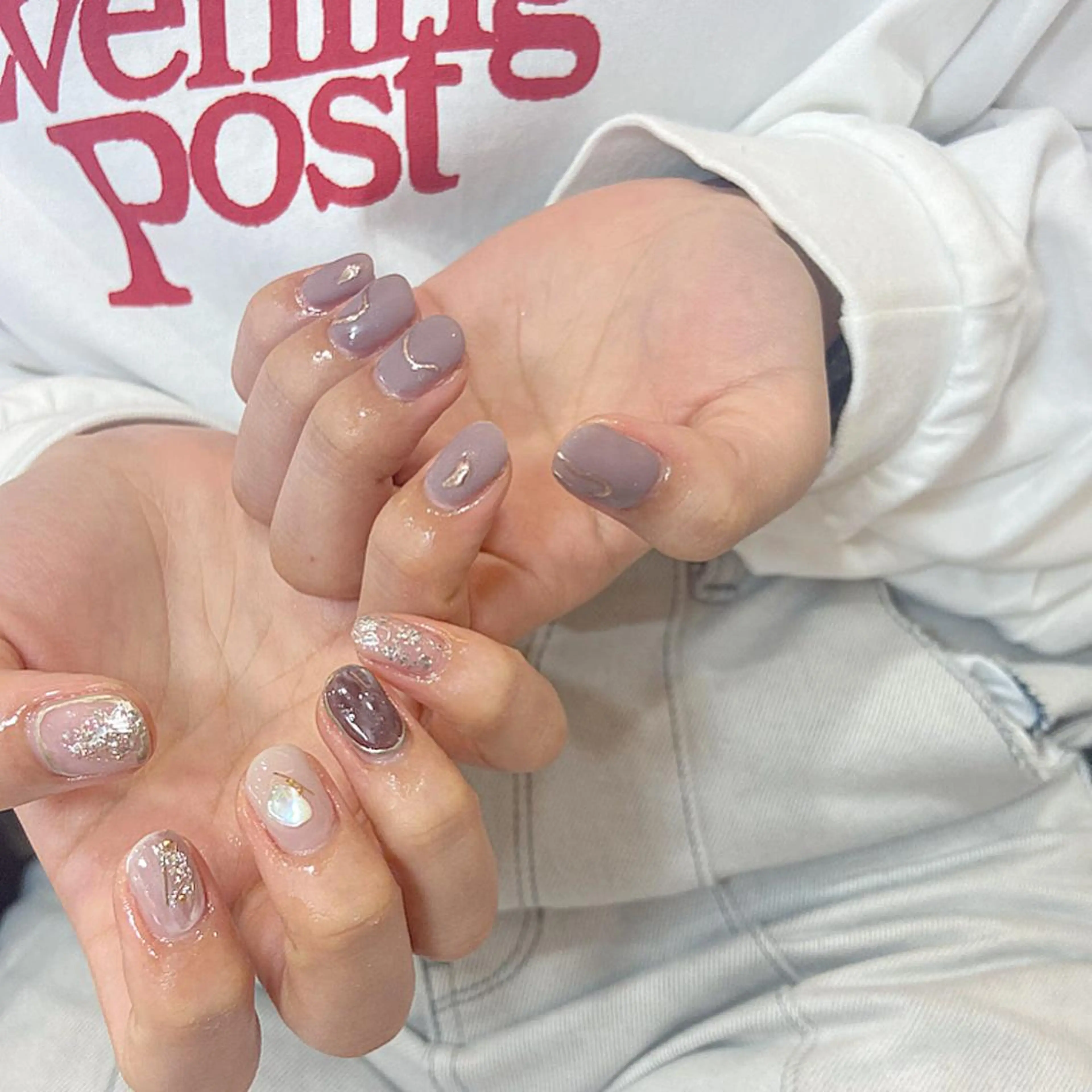 ネイル ハンドネイル 𝕄𝕚𝕪𝕦🤍 自由が丘⌇パラジェルのネイルデザイン