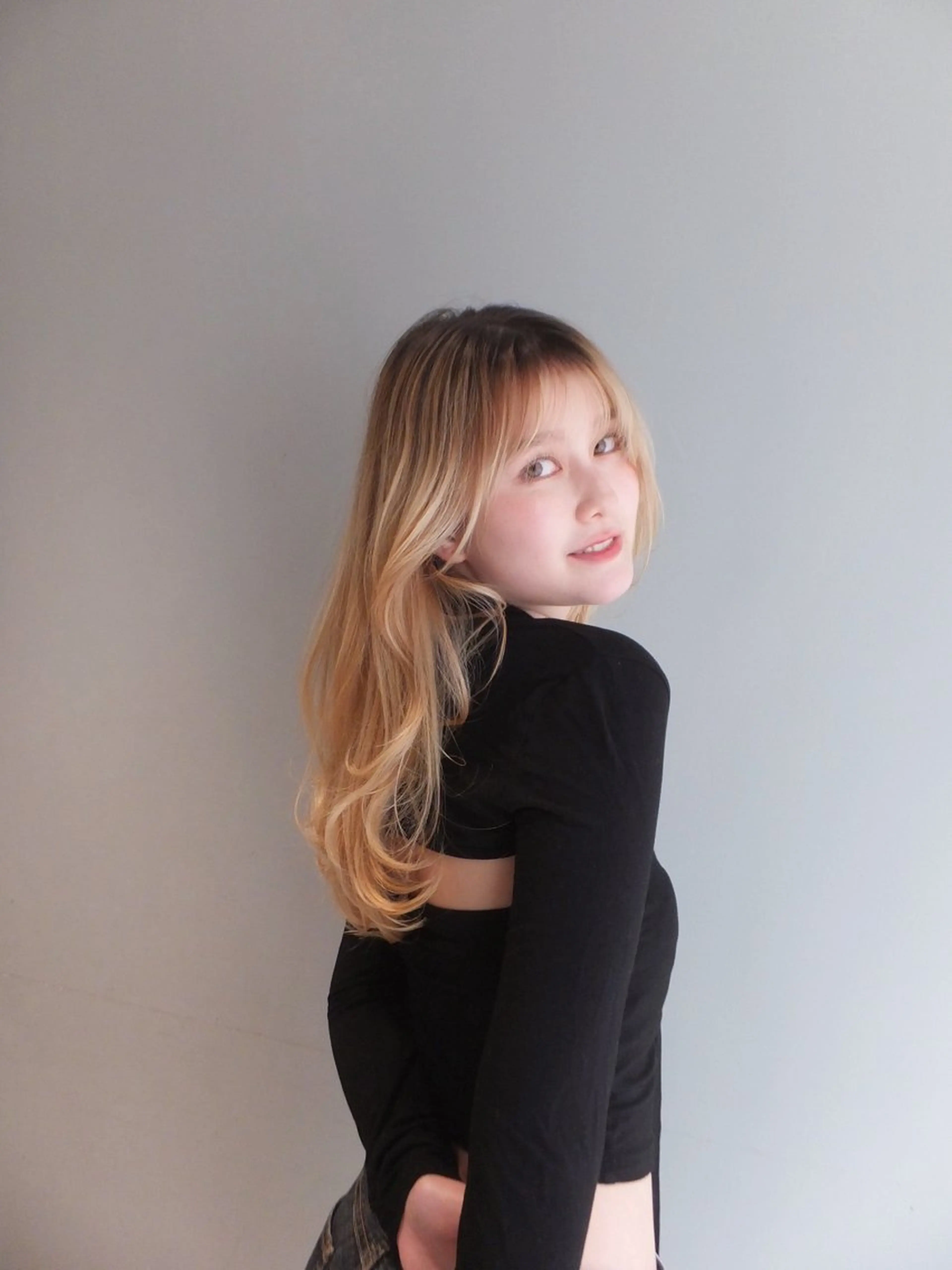 ロング 顔まわりレイヤー 韓国風ヘア レイヤーカット ONDO所属・梅田酸性縮毛矯正/ 韓国ヘア/ユナ🩰のヘアスタイル