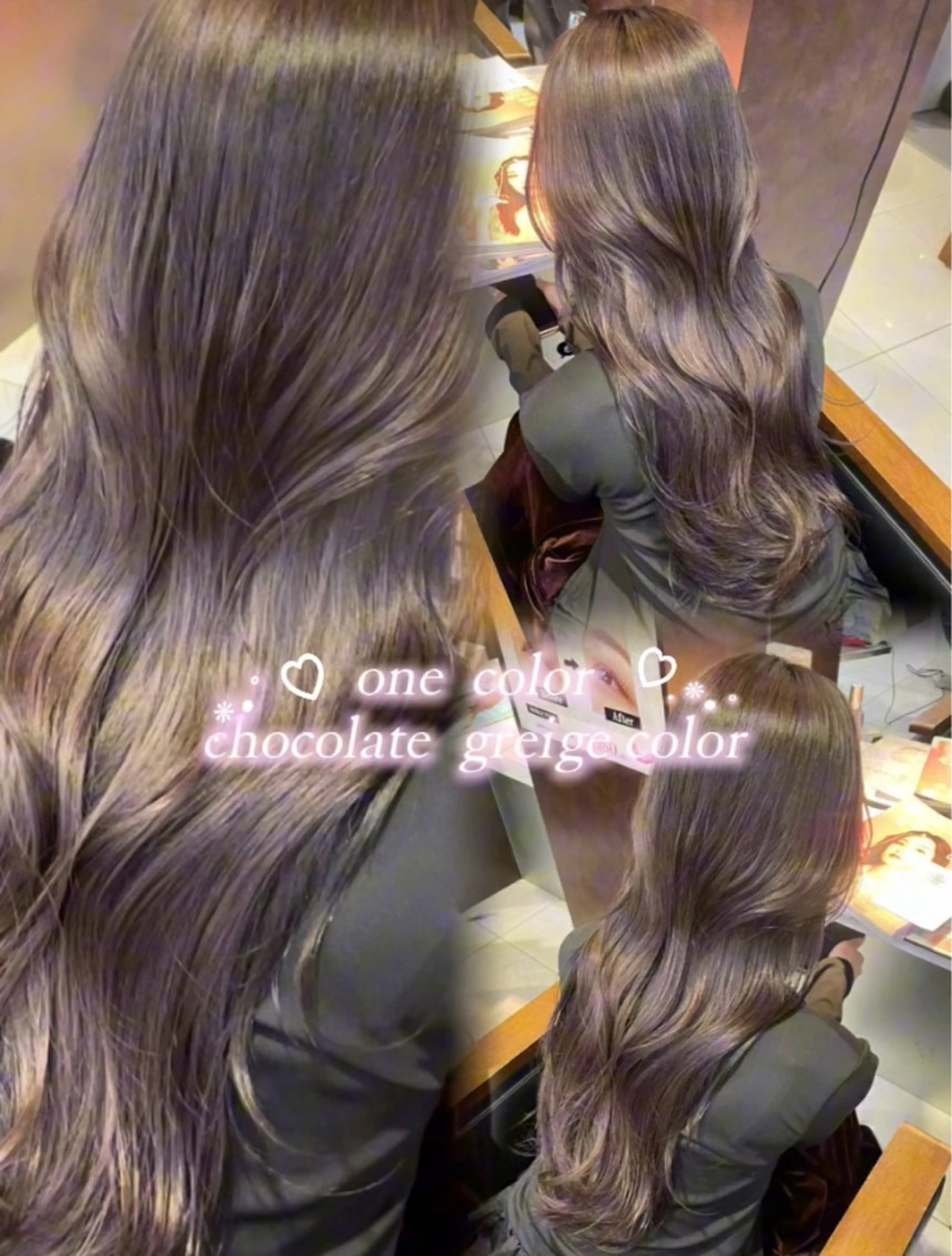 セミロング カラー ヘアカラー トリートメント 🤎韓国ヘア ベージュ まゆか🤎のヘアスタイル