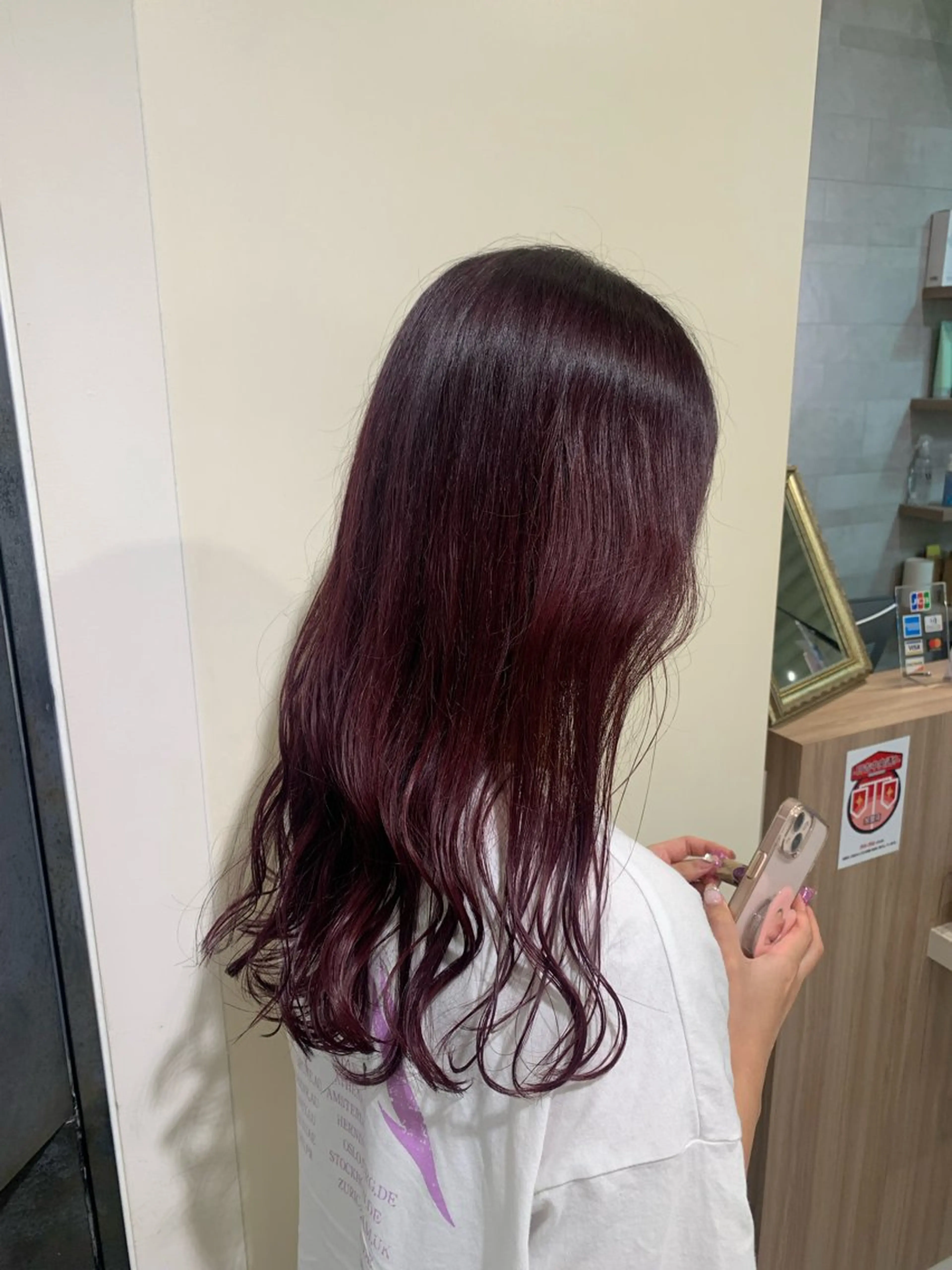 ロング カラー ブリーチ カシス 暖色/艶カラー🍑☆ /杉村夏希のヘアスタイル