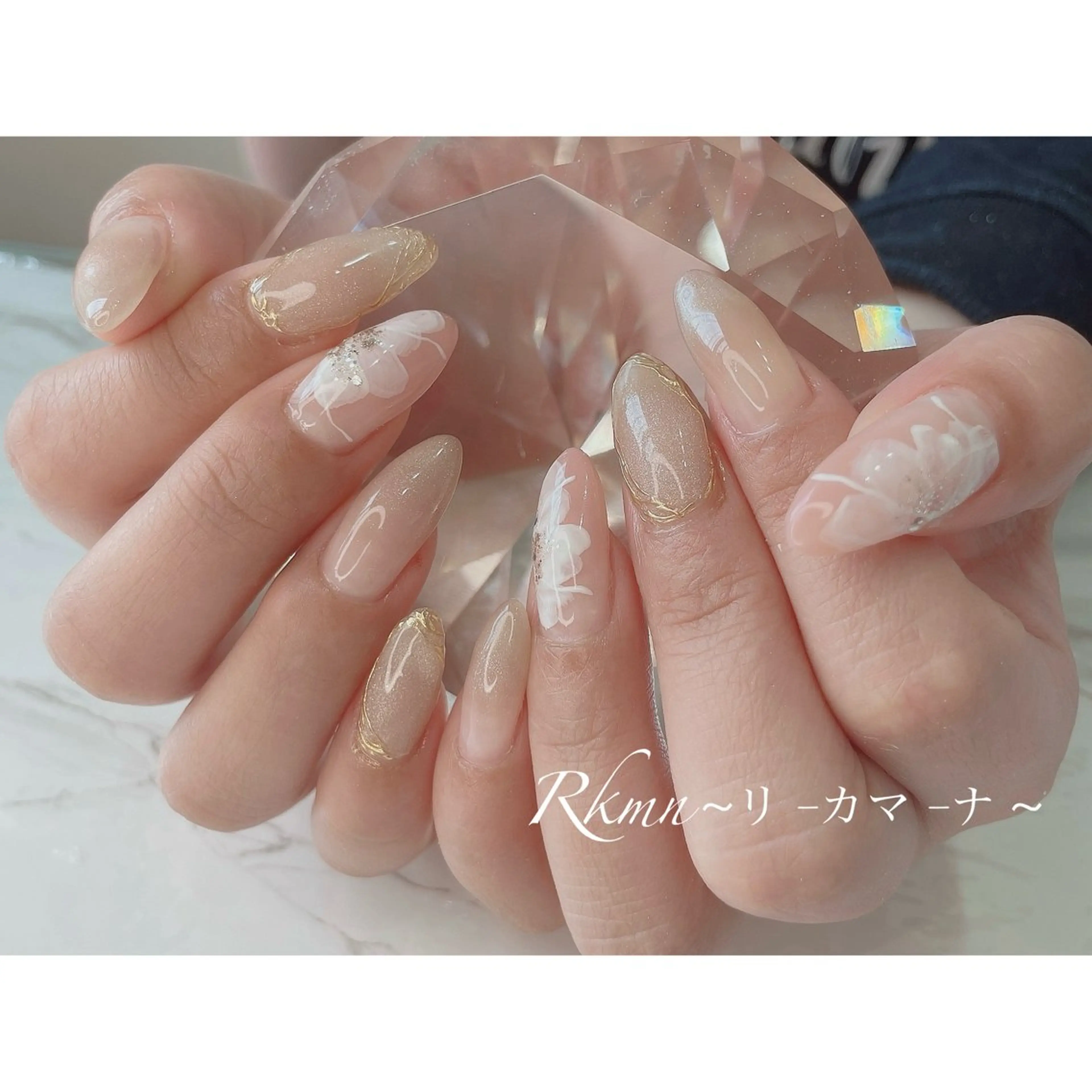 ネイル アートネイル フラワーネイル ミラーネイル 春ネイル ハンドネイル フットネイル ハンドケア Rkmn ~リ-カマ-ナ~のネイルデザイン