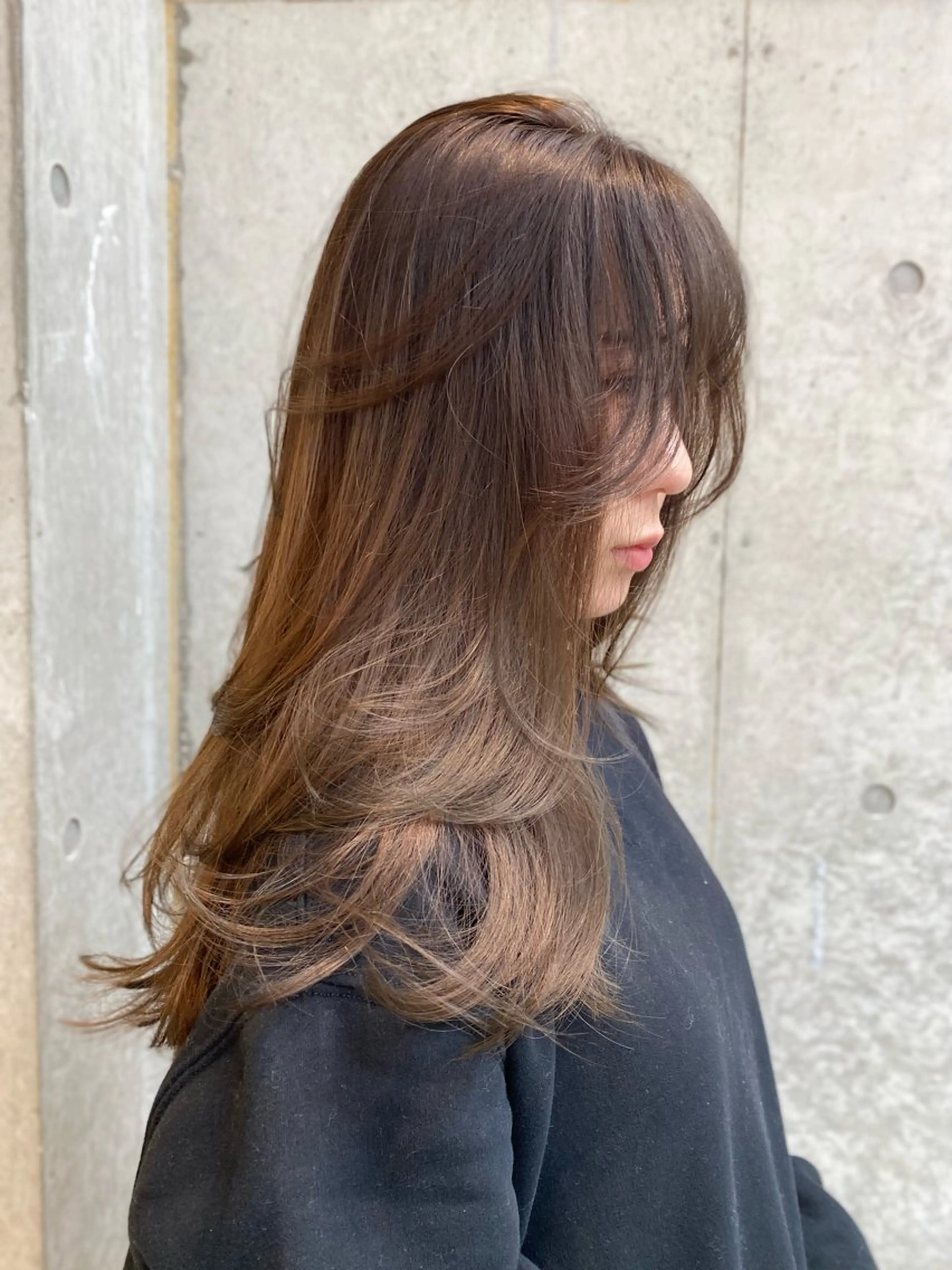 ミディアム カラー ヘアカラー トリートメント レイヤー/柔色 カラー/SAkiのヘアスタイル