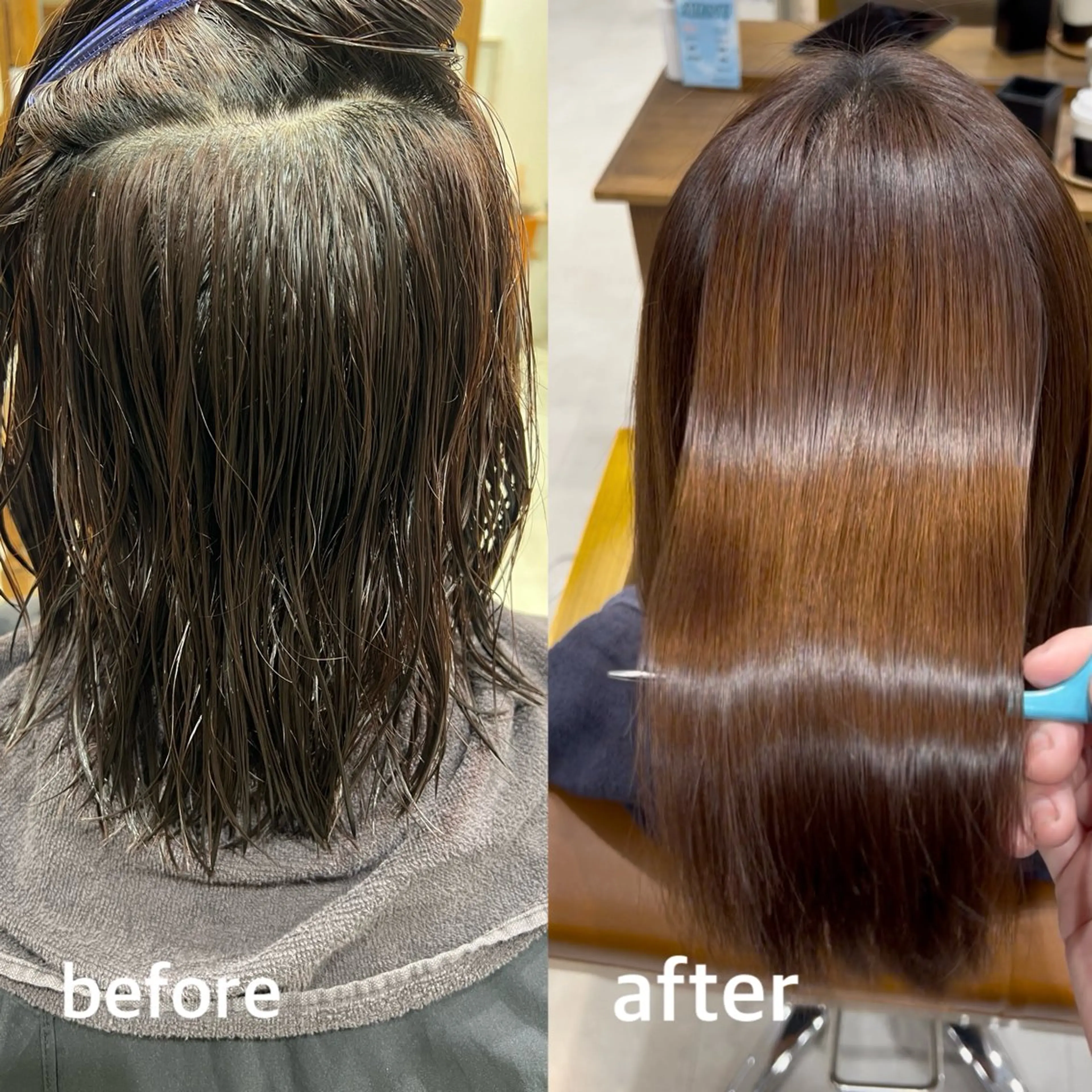 セミロング パーマ 縮毛矯正 縮毛矯正 🫧艶髪カラー🫧 伊原修子のヘアスタイル