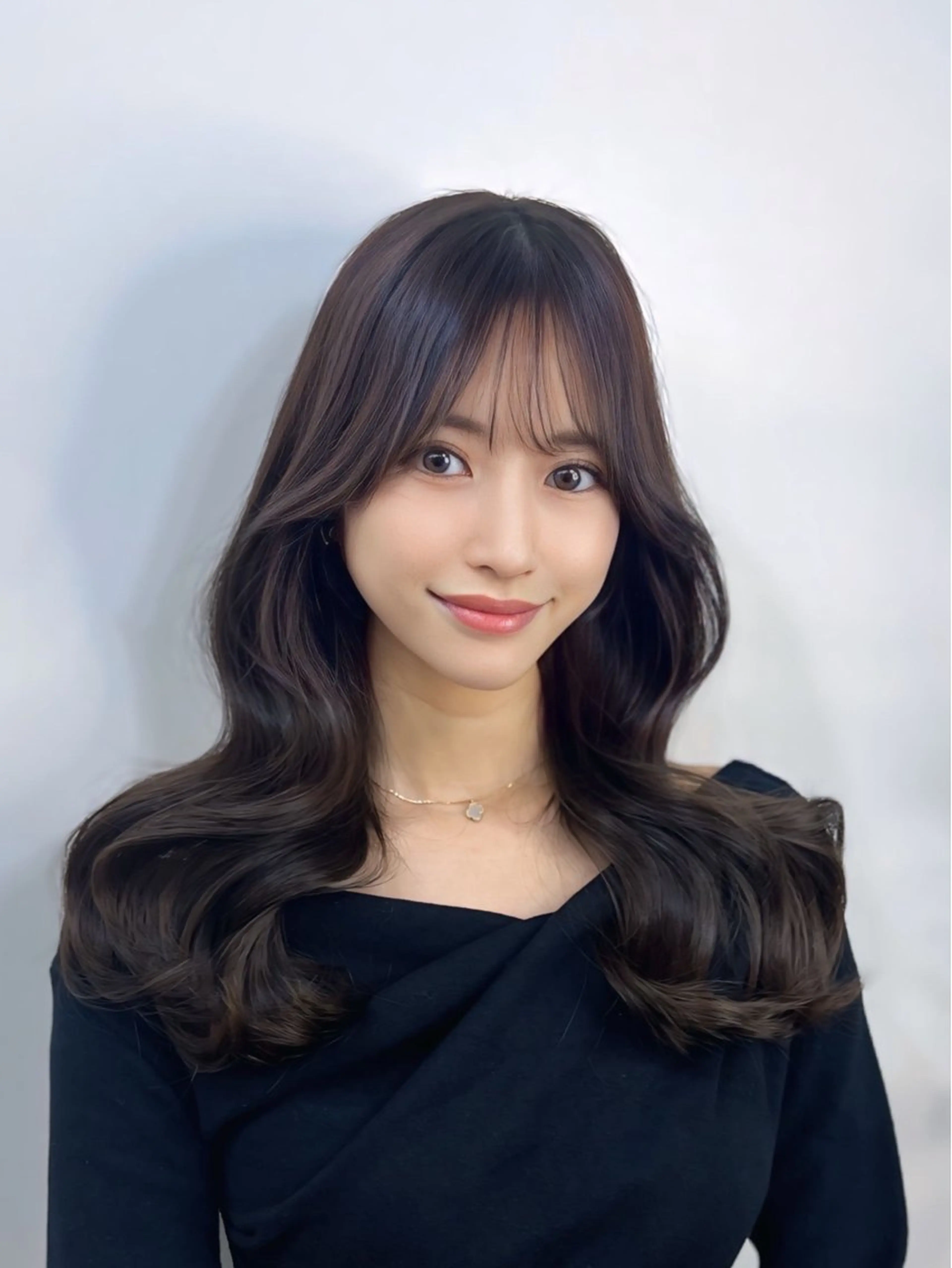 セミロング カラー 韓国風ヘア 似合わせカット 小顔カット 武田涼レイヤーカット 髪質改善×縮毛矯正のヘアスタイル