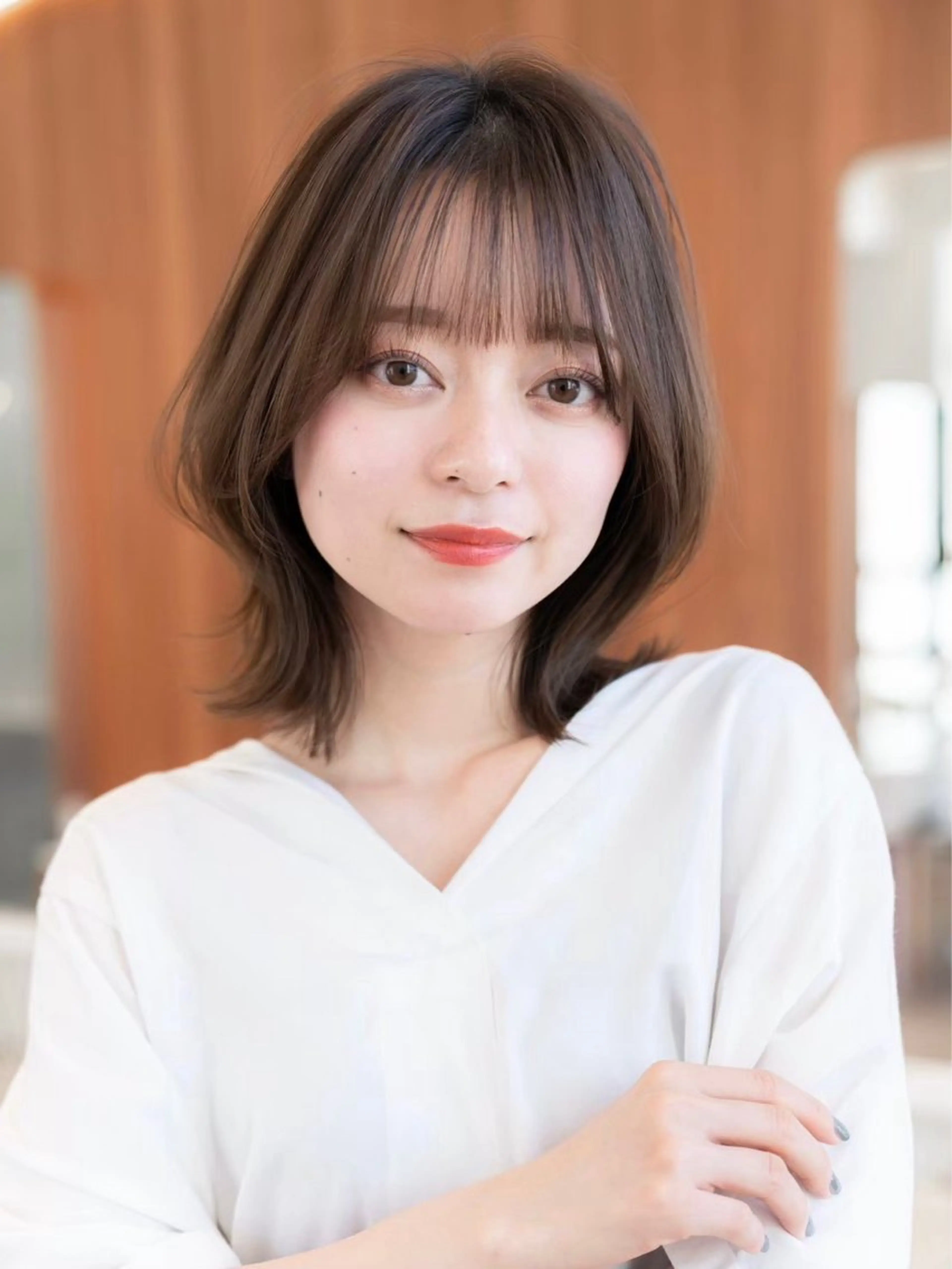 ミディアム カラー 渋谷/レイヤーボブ・ 韓国ボブ特化/楓のヘアスタイル